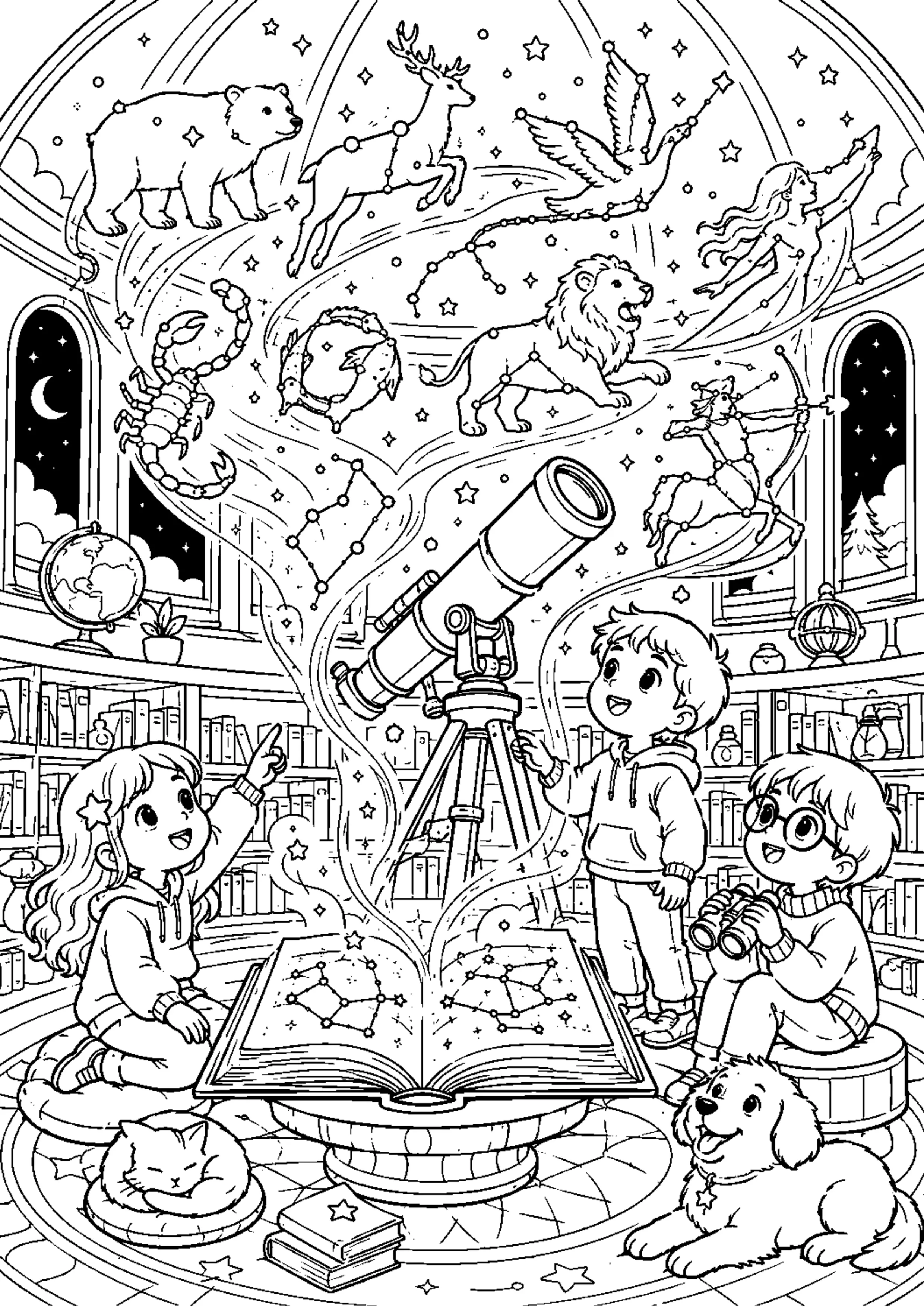 Coloriage Bibliothèque enchantée à imprimer – dessin n°11