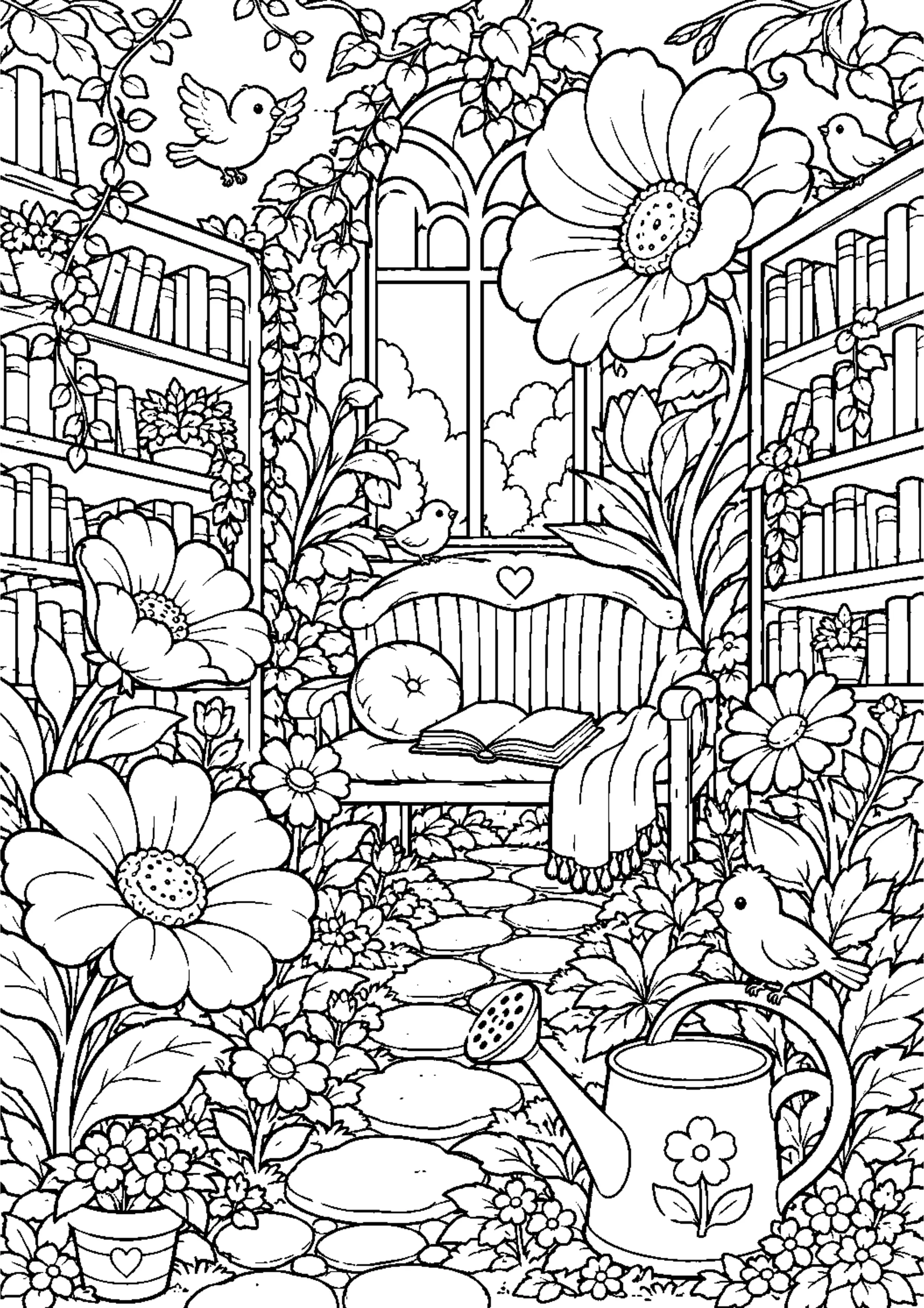 Coloriage Bibliothèque enchantée à imprimer – dessin n°12