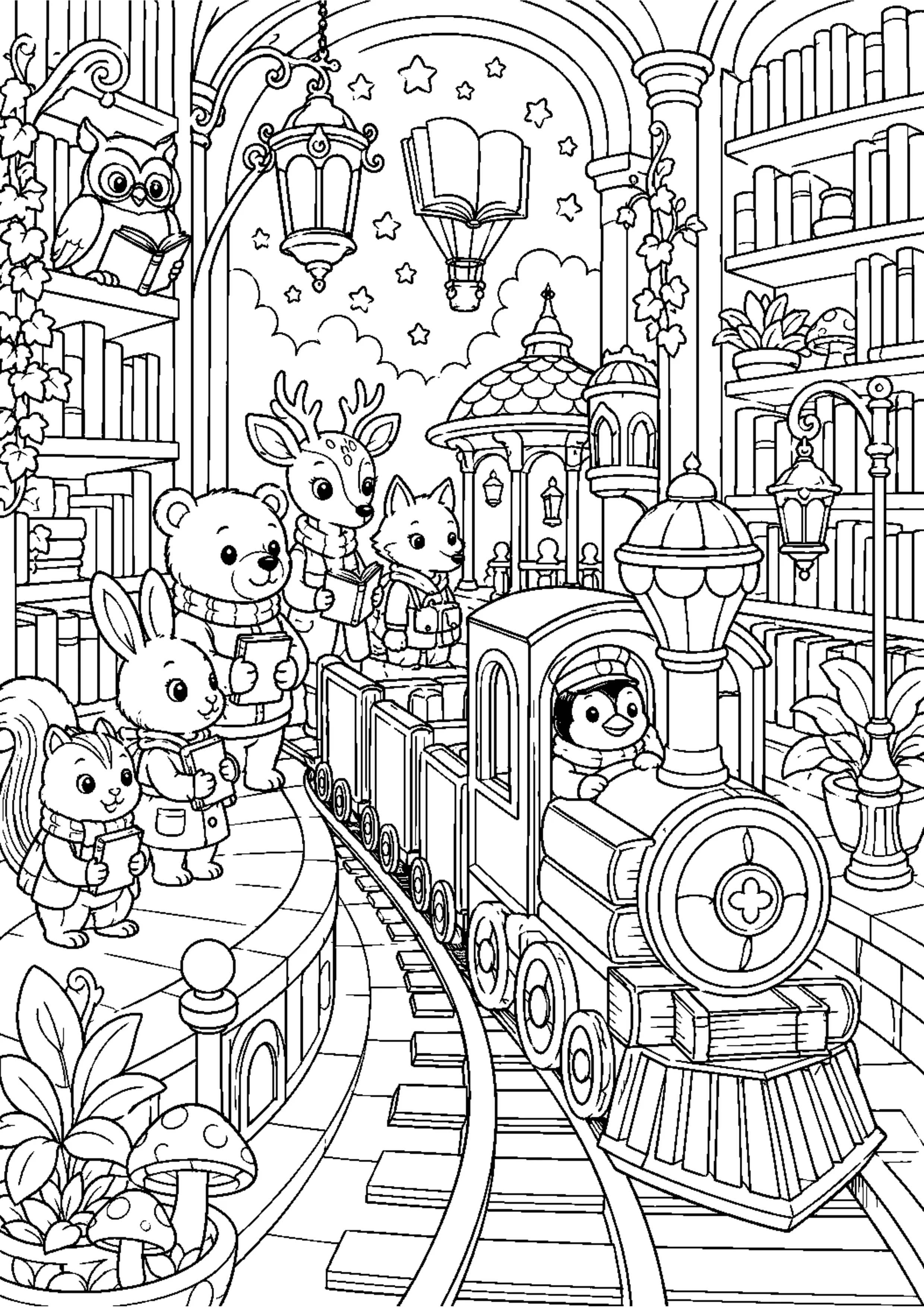 Coloriage Bibliothèque enchantée à imprimer – dessin n°13