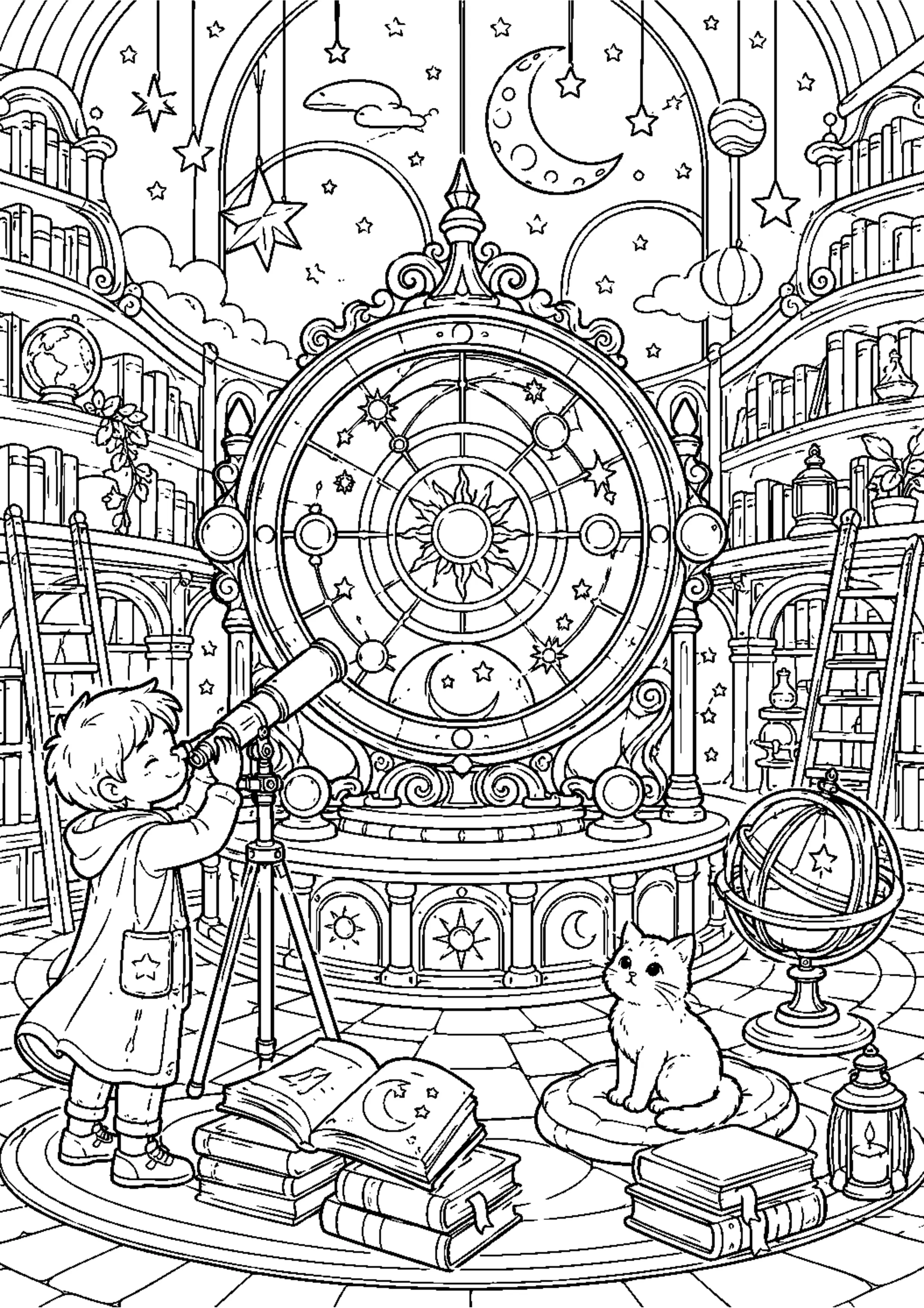 Coloriage Bibliothèque enchantée à imprimer – dessin n°14
