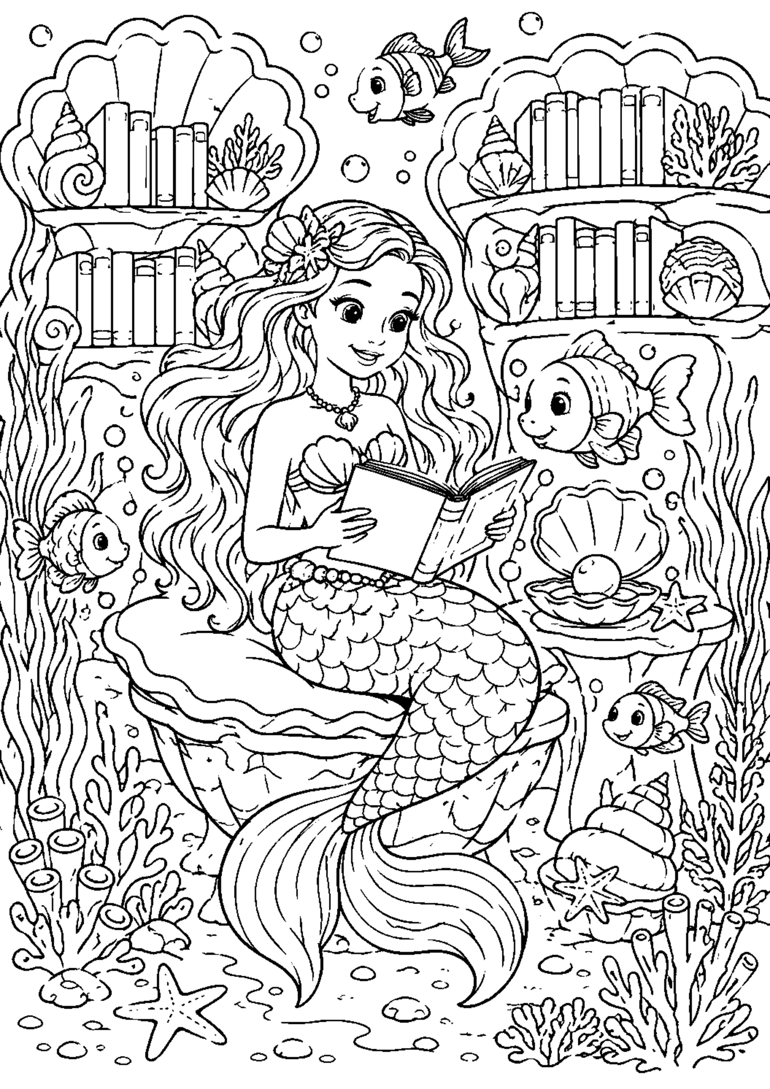 Coloriage Bibliothèque enchantée à imprimer – dessin n°15