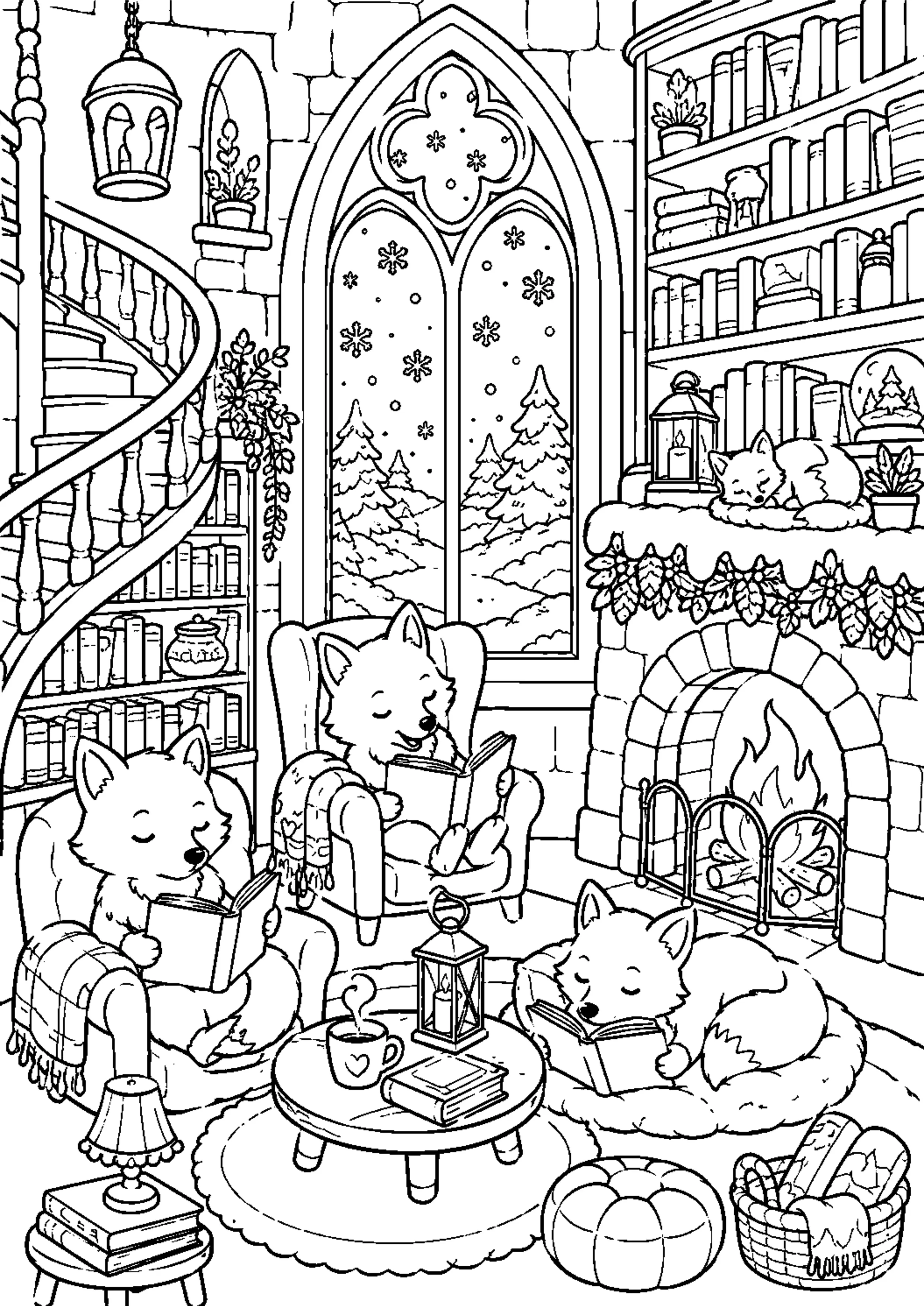 Coloriage Bibliothèque enchantée à imprimer – dessin n°17