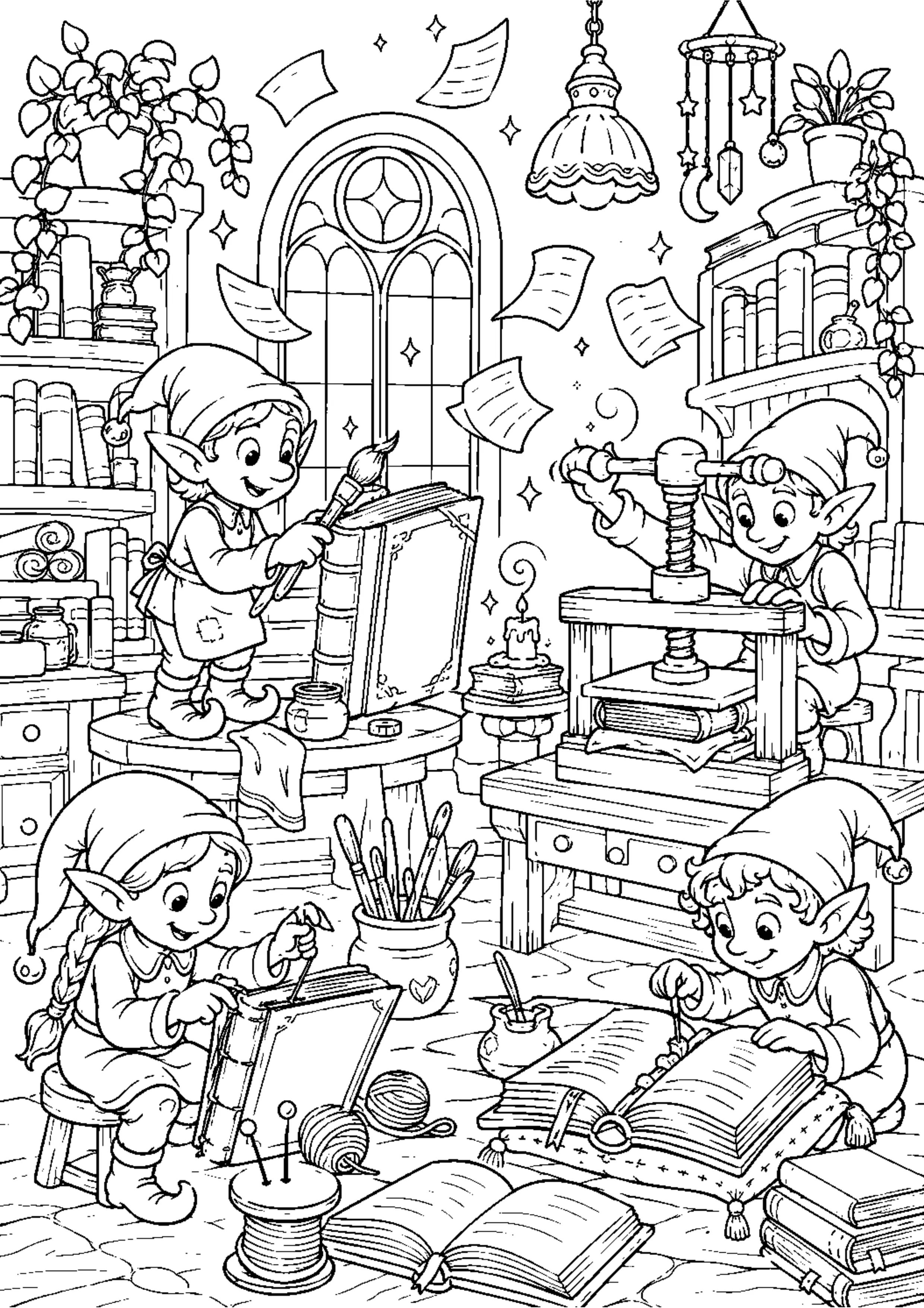 Coloriage Bibliothèque enchantée à imprimer – dessin n°18