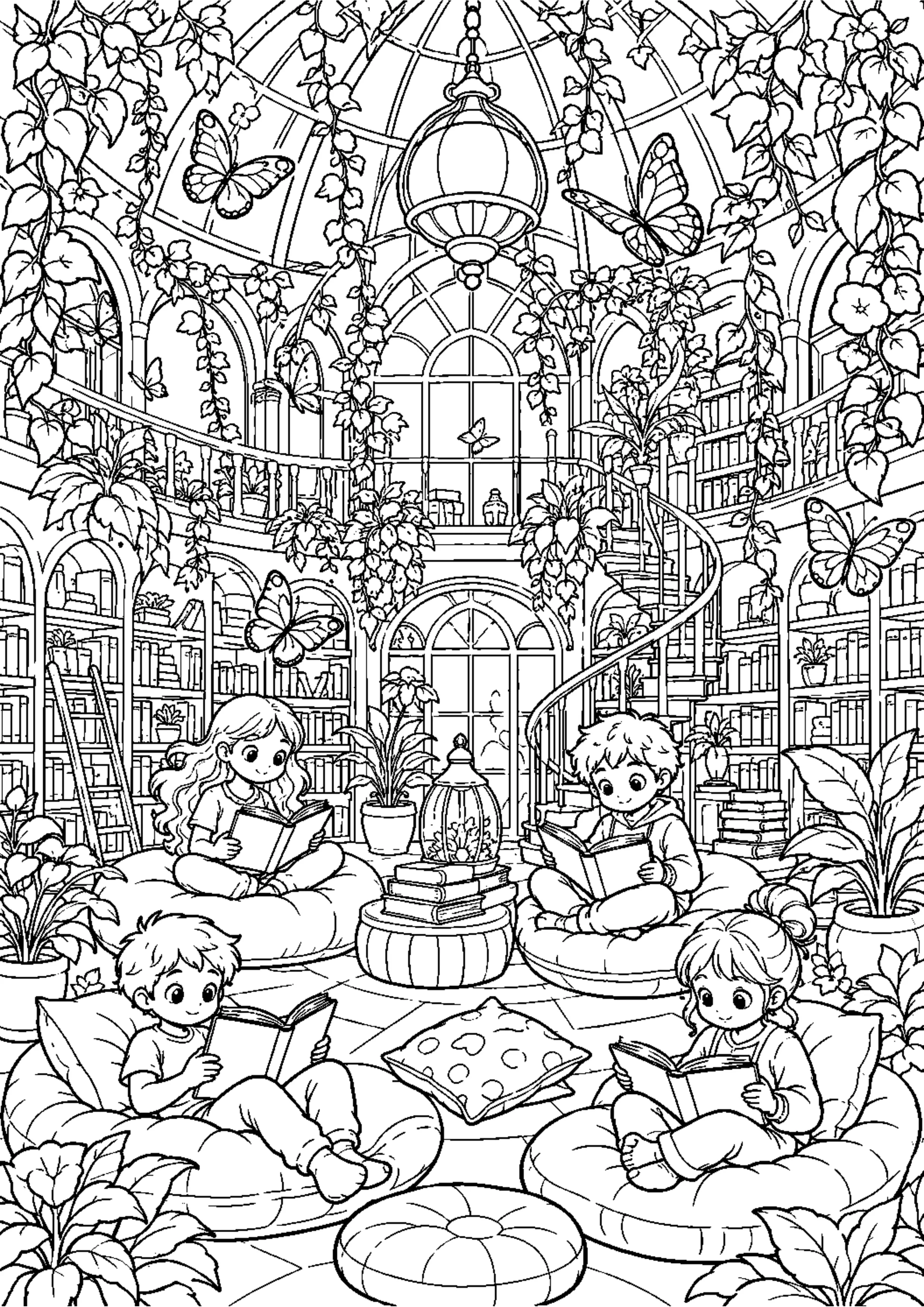 Coloriage Bibliothèque enchantée à imprimer – dessin n°19
