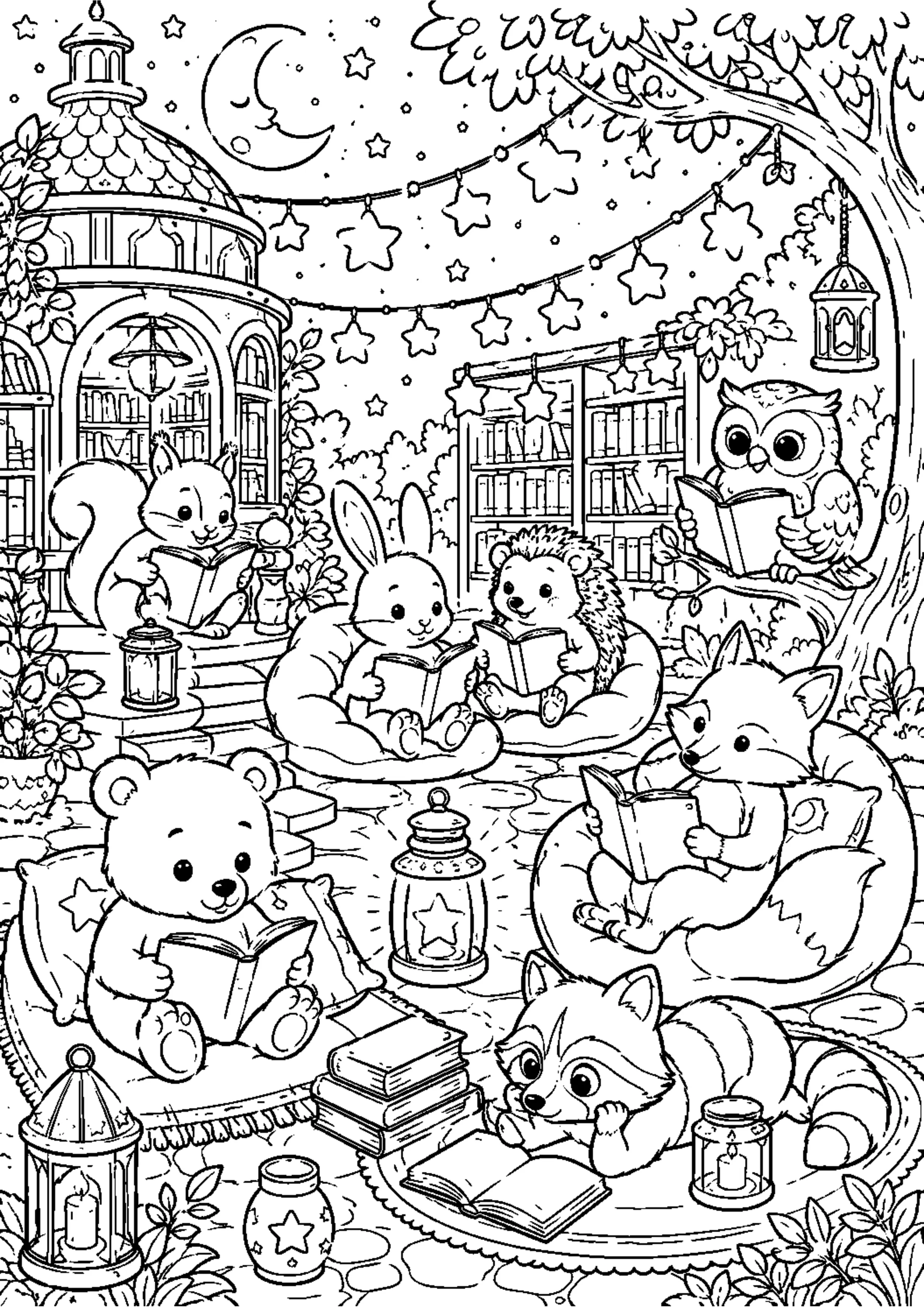 Coloriage Bibliothèque enchantée à imprimer – dessin n°20
