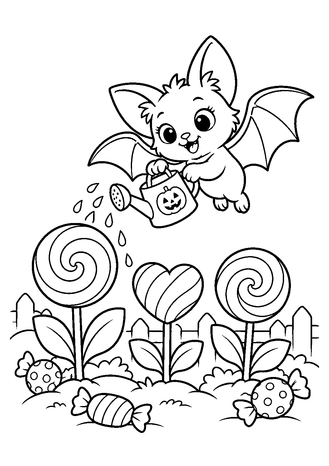 Chauve-souris arrosant des sucettes qui poussent comme des fleurs
