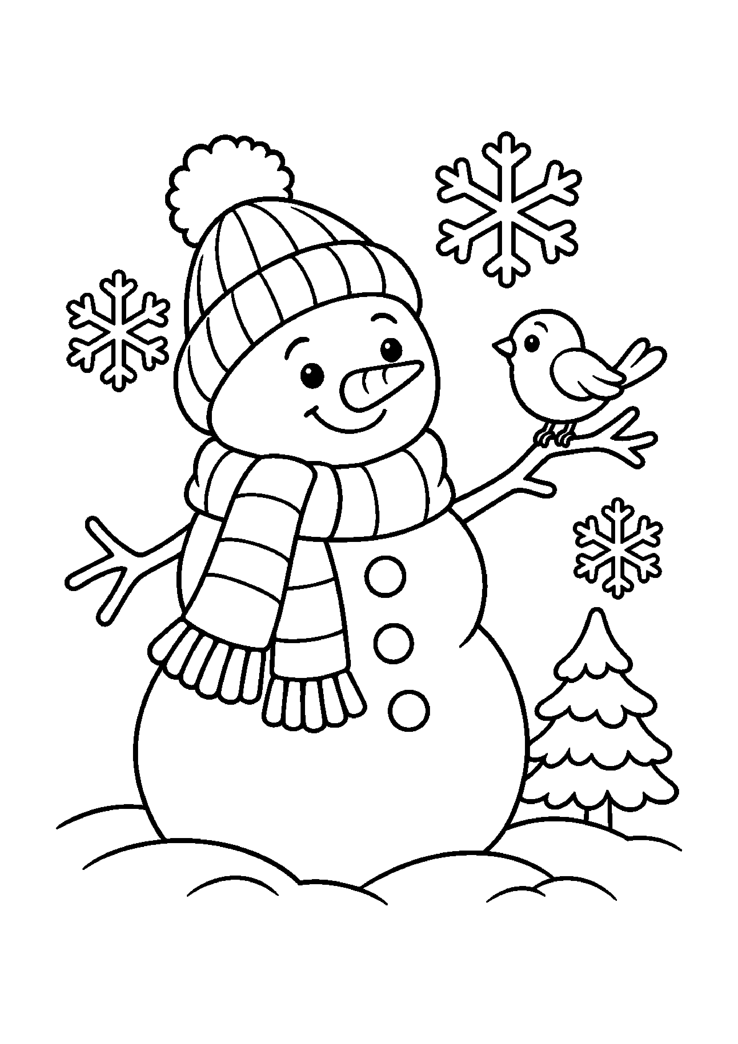 Coloriage bonhomme avec balai, composition 15 de Noël à imprimer gratuitement