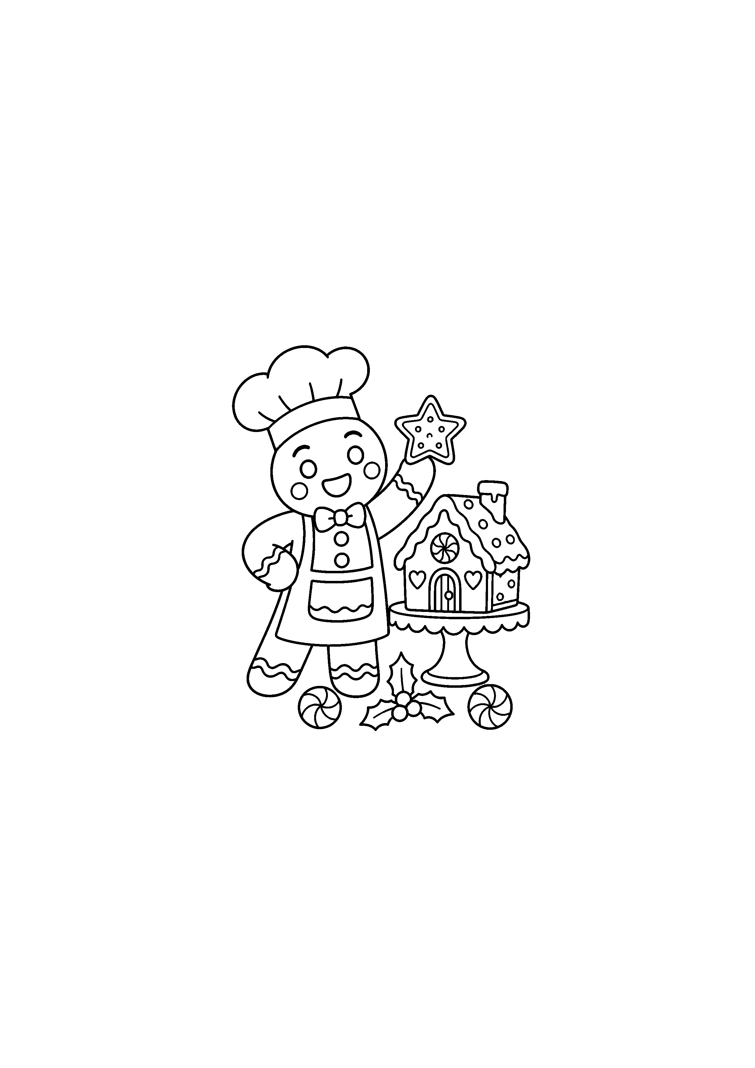 Coloriage bonhomme avec sapin, composition 10 de Noël à imprimer gratuitement