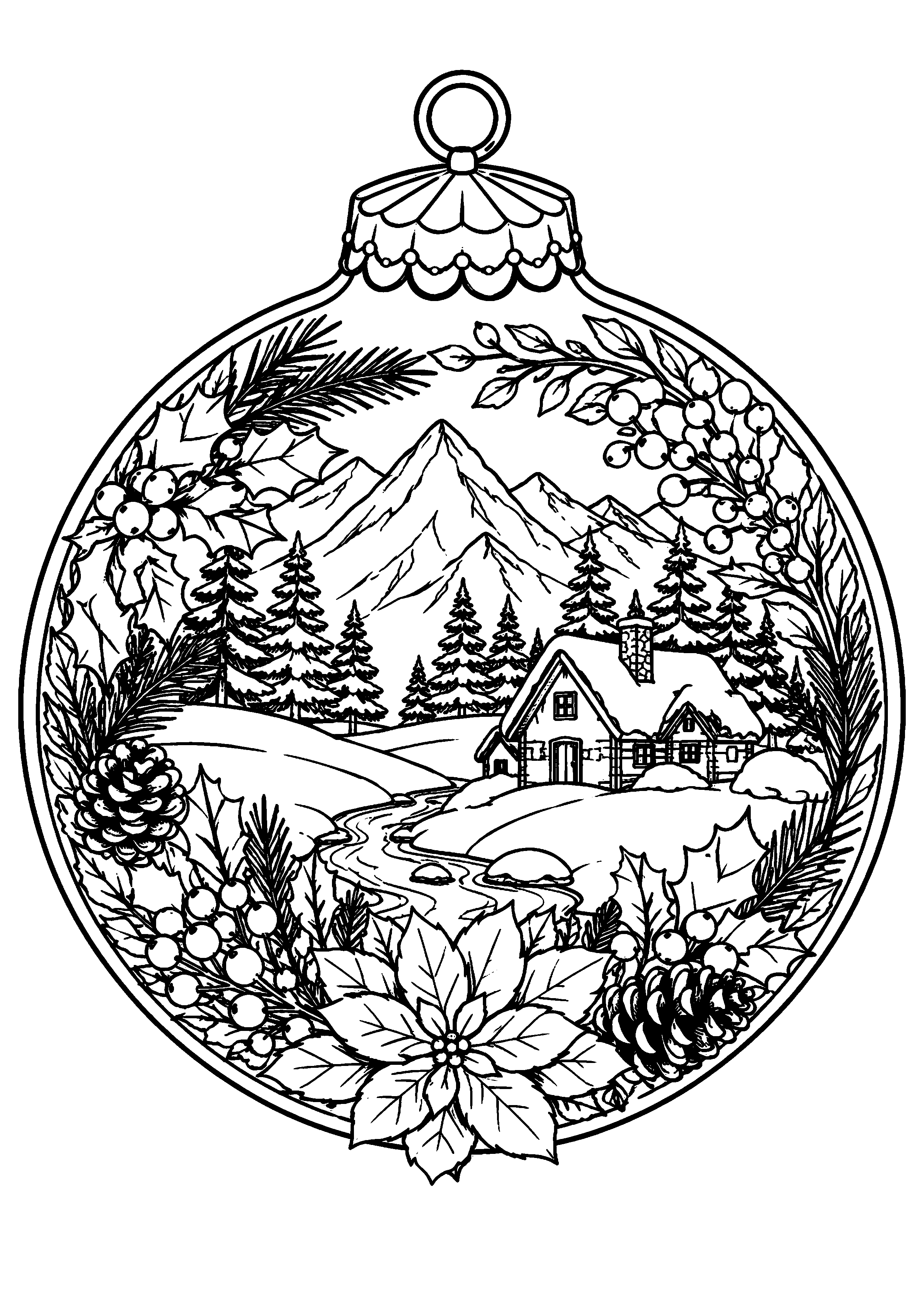 Coloriage Boule de Noël à imprimer – dessin n°17