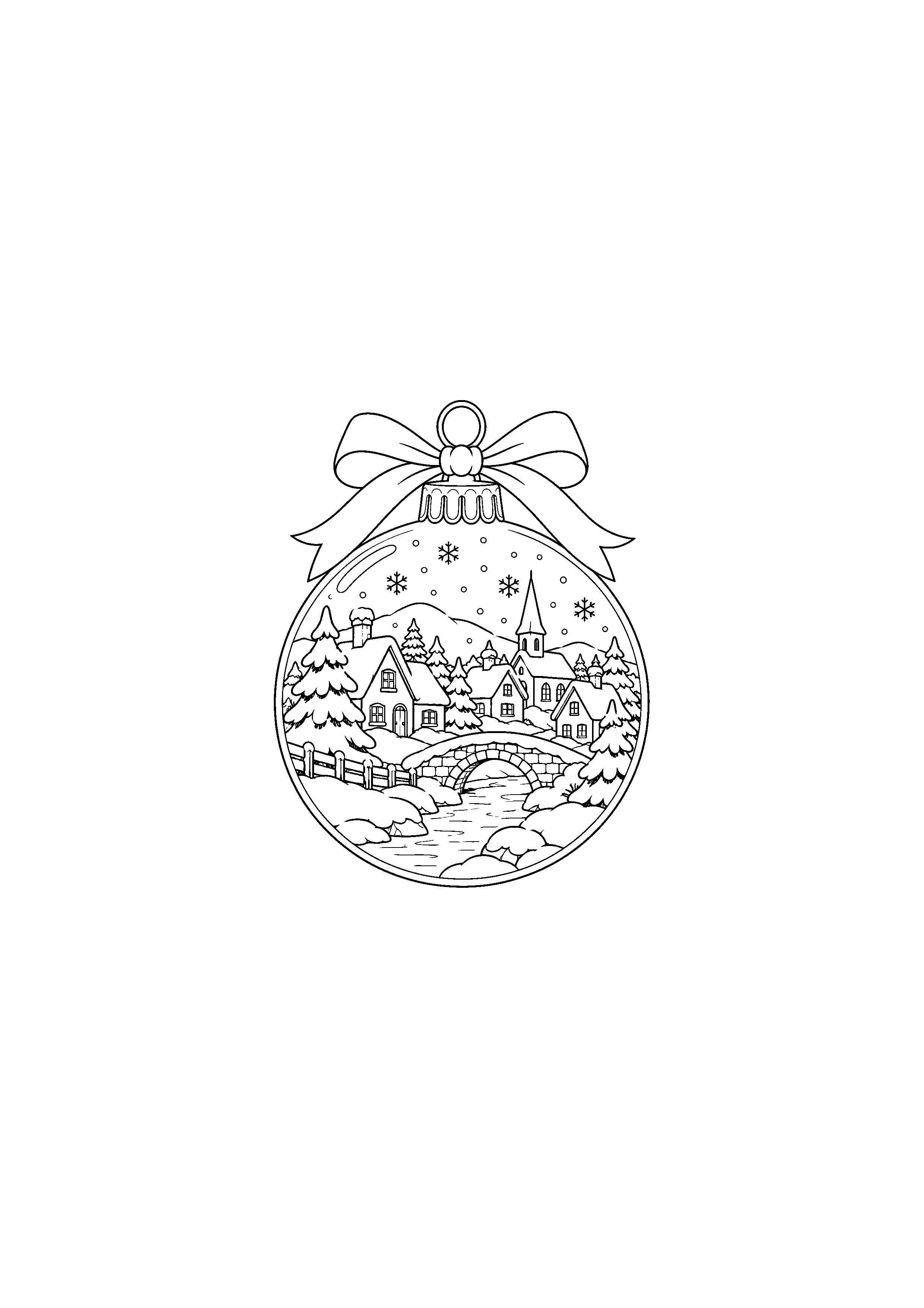 Coloriage boule avec motifs simples, composition 30 de Noël à imprimer gratuitement