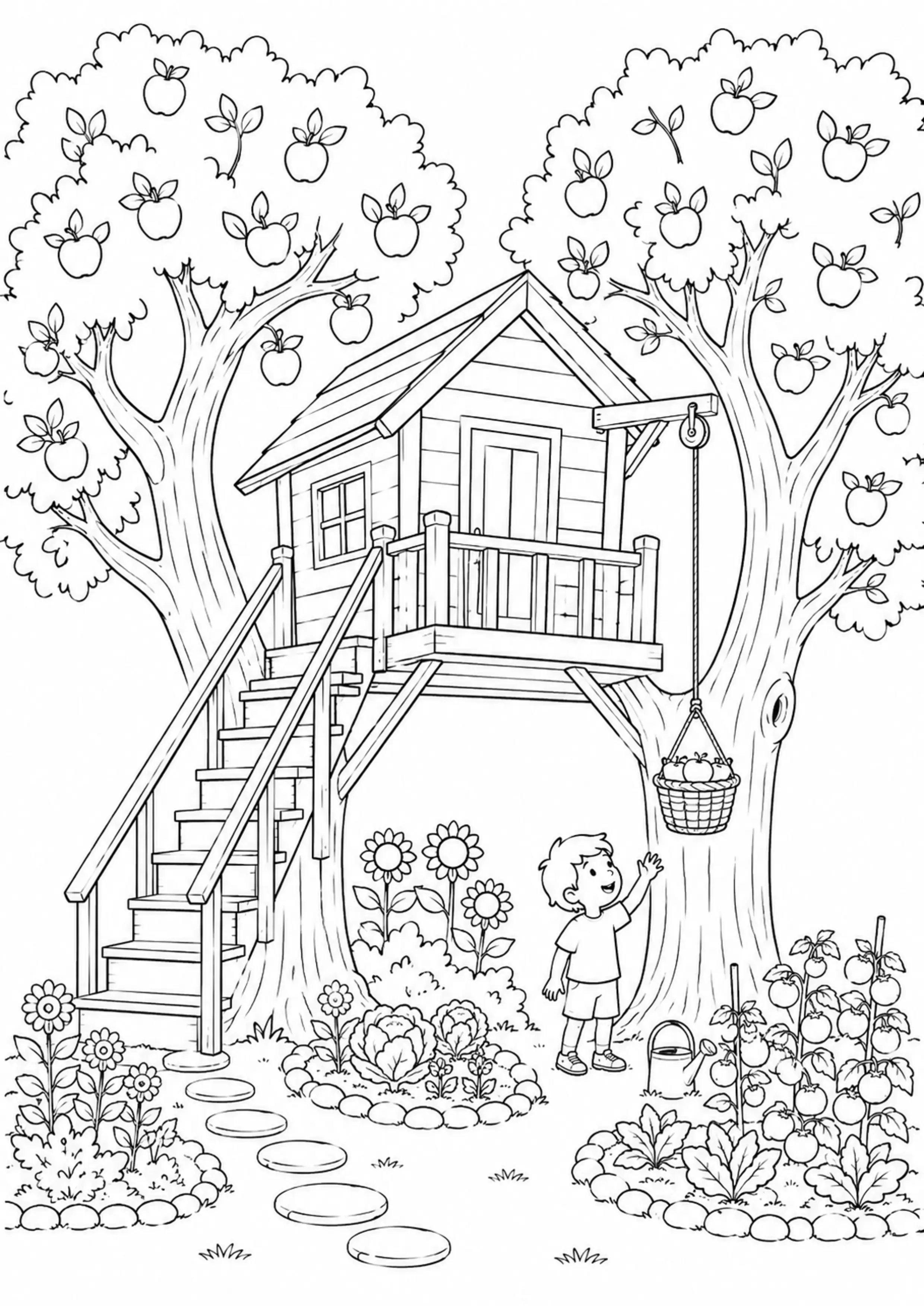 Coloriage Cabane dans les arbres à imprimer – dessin 2