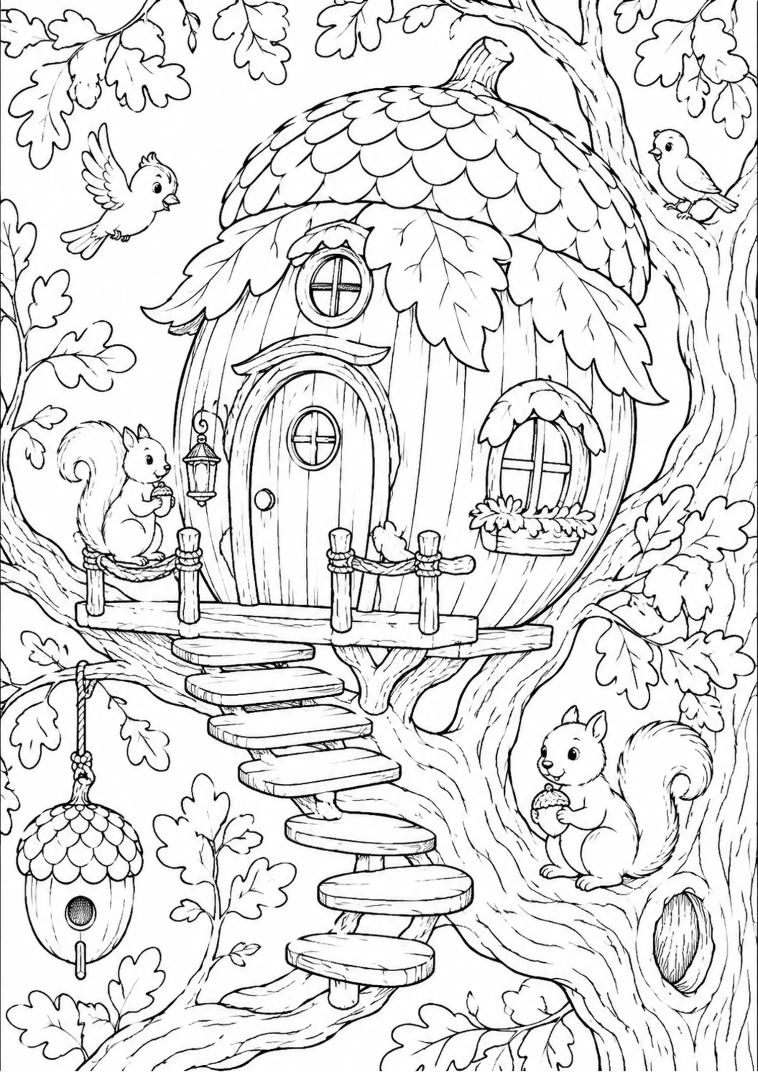 Coloriage Cabane dans les arbres à imprimer – dessin 3