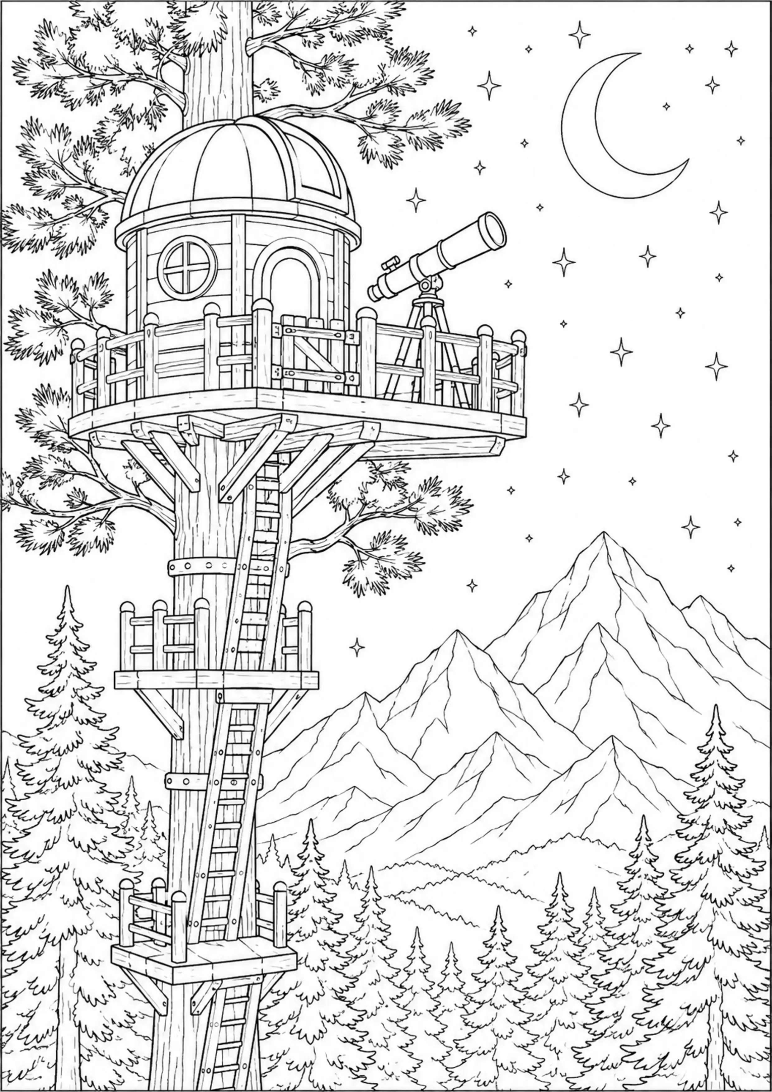Coloriage Cabane dans les arbres à imprimer – dessin n°4