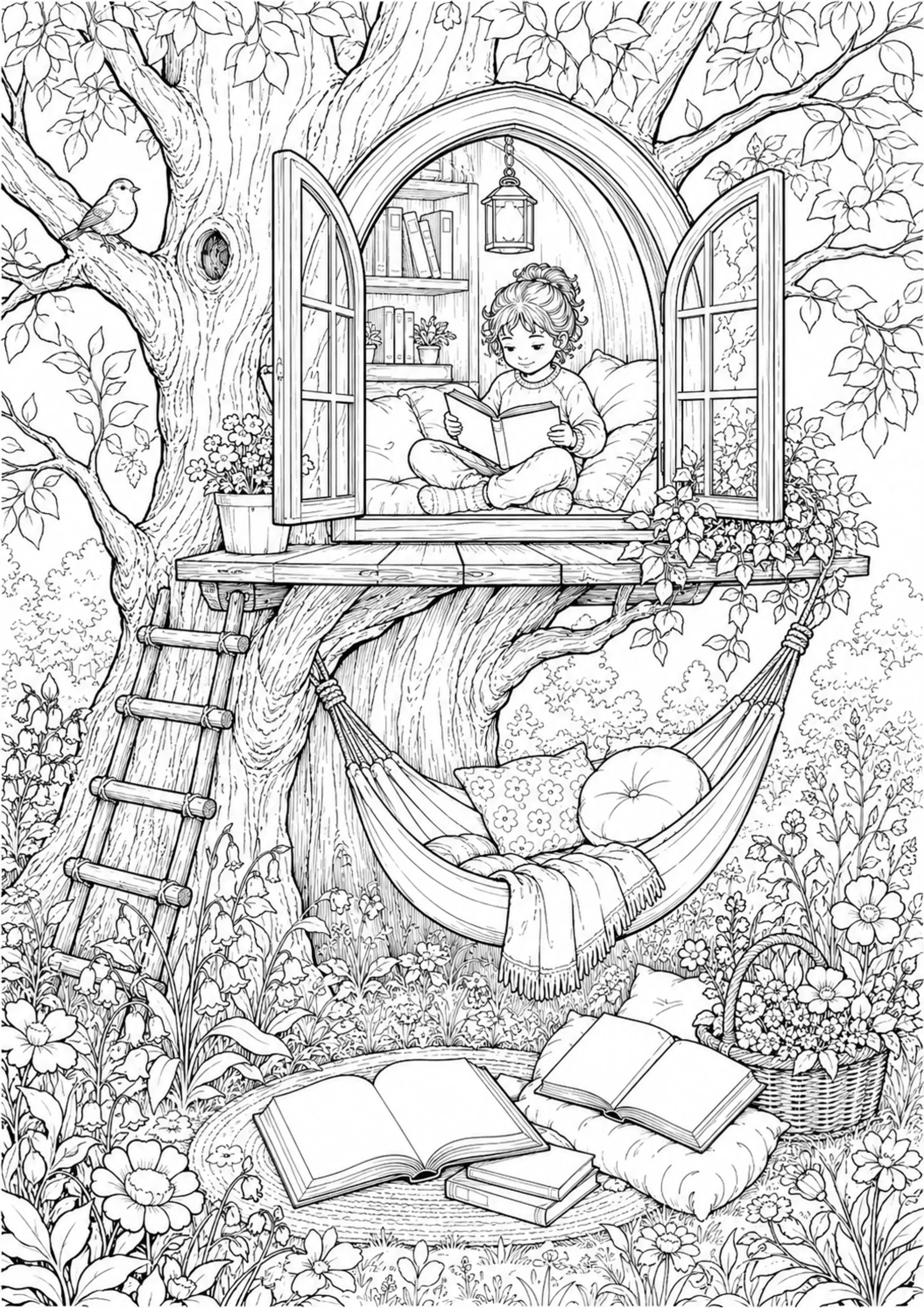 Coloriage Cabane dans les arbres à imprimer – dessin n°5