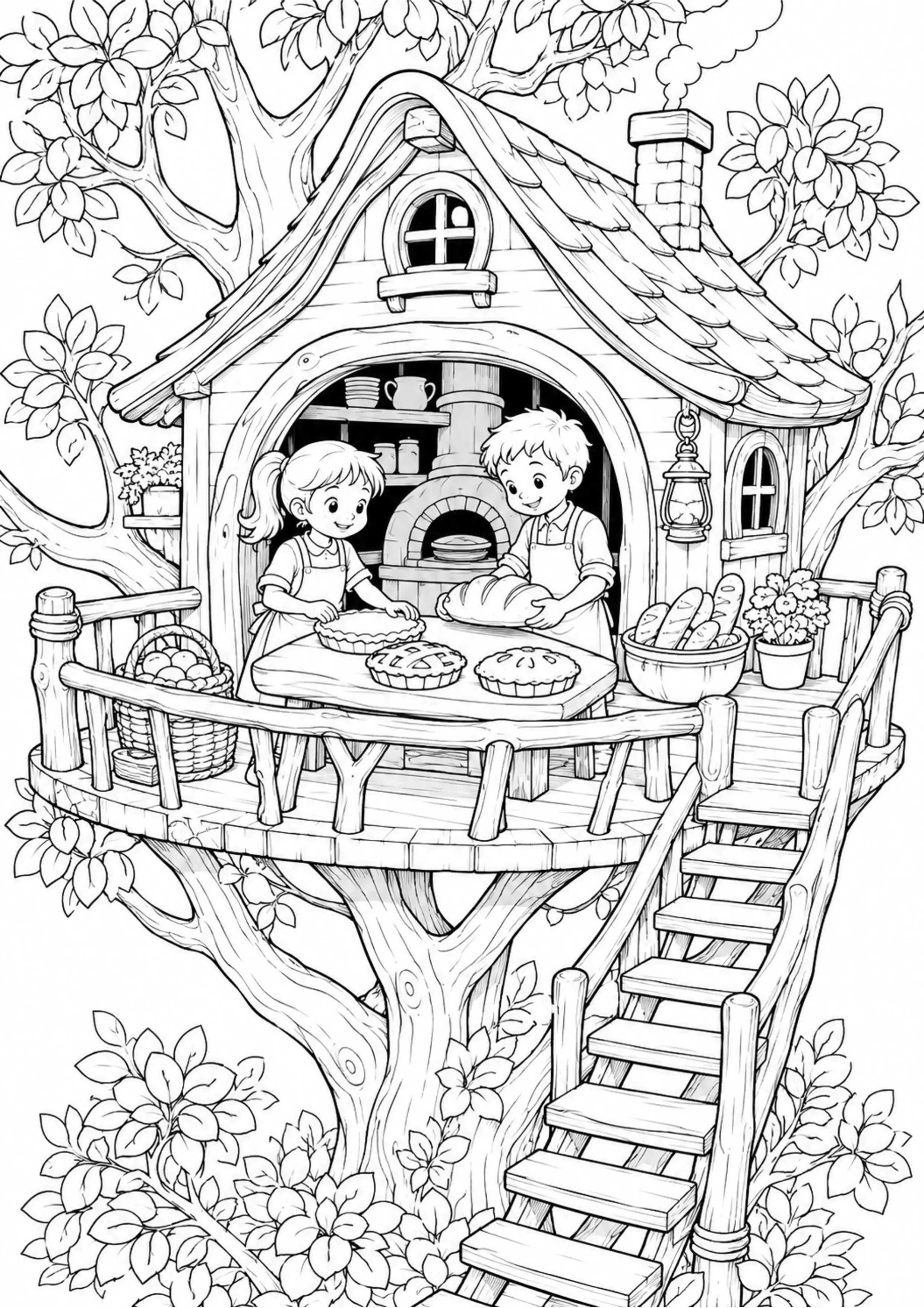 Coloriage Cabane dans les arbres à imprimer – dessin n°6