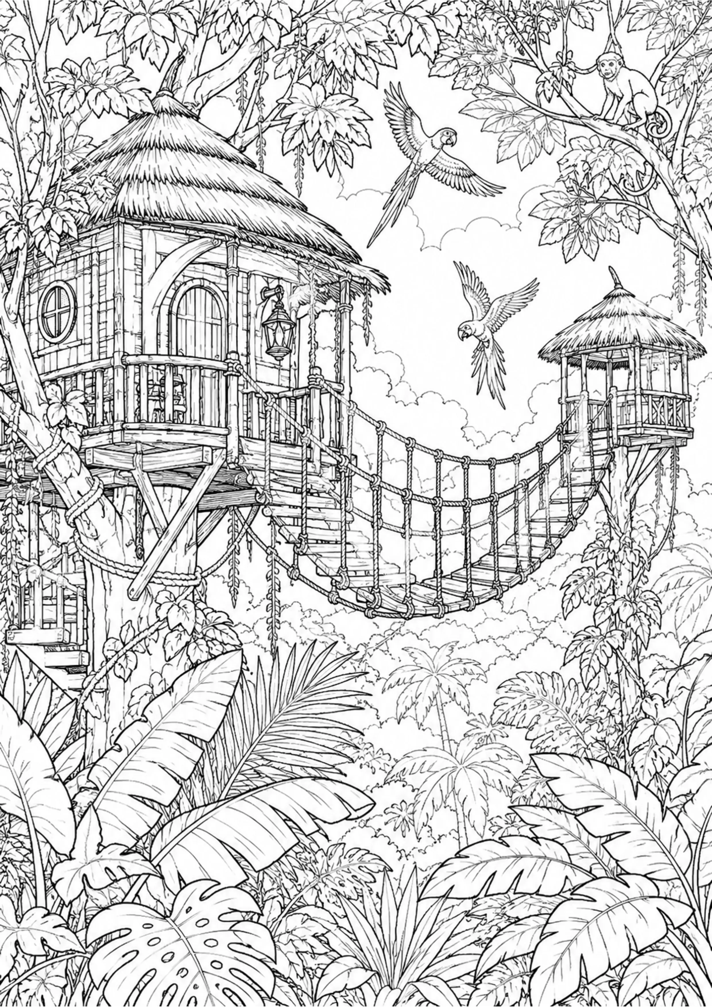 Coloriage Cabane dans les arbres à imprimer – dessin n°7
