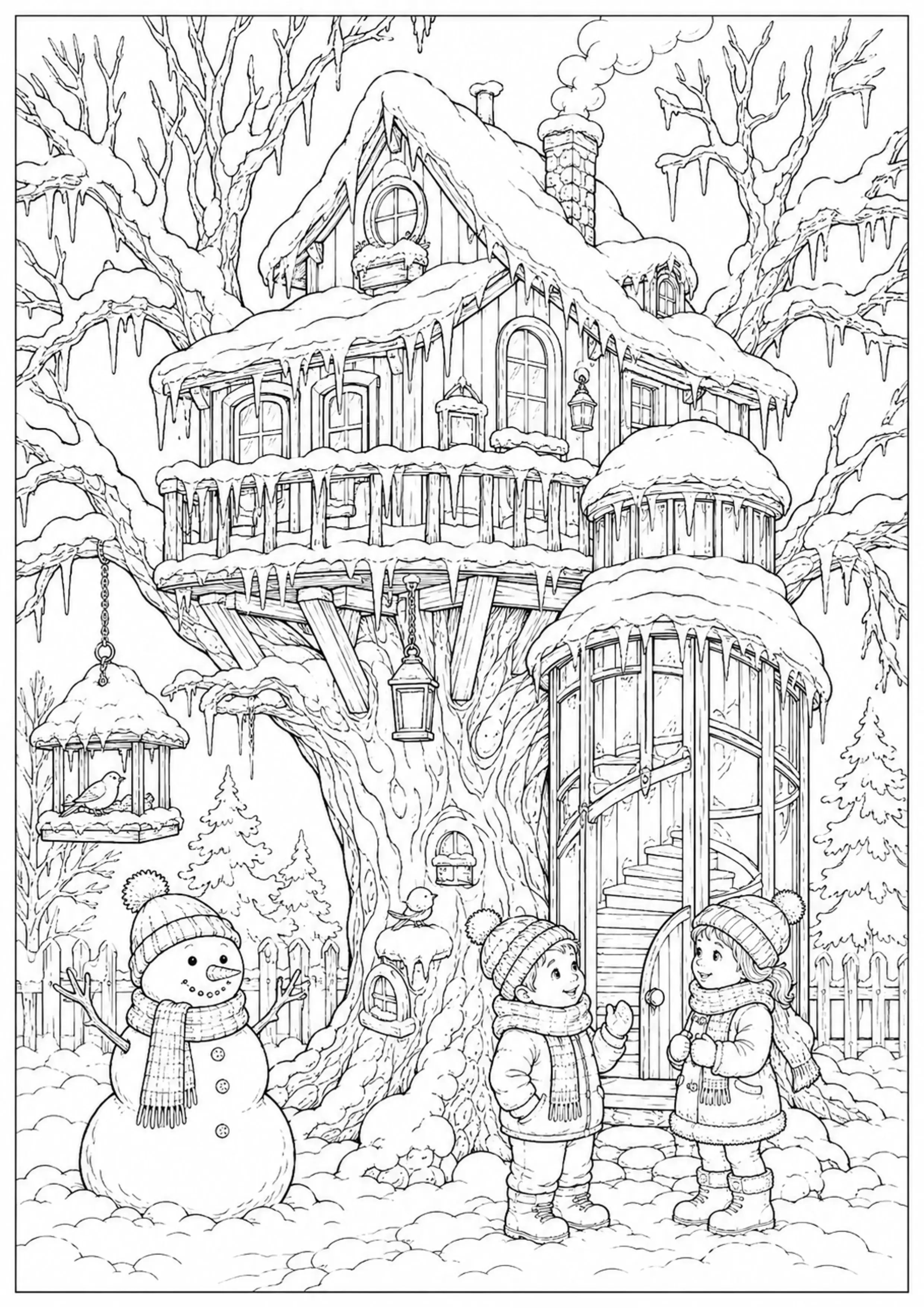 Coloriage Cabane dans les arbres à imprimer – dessin n°9