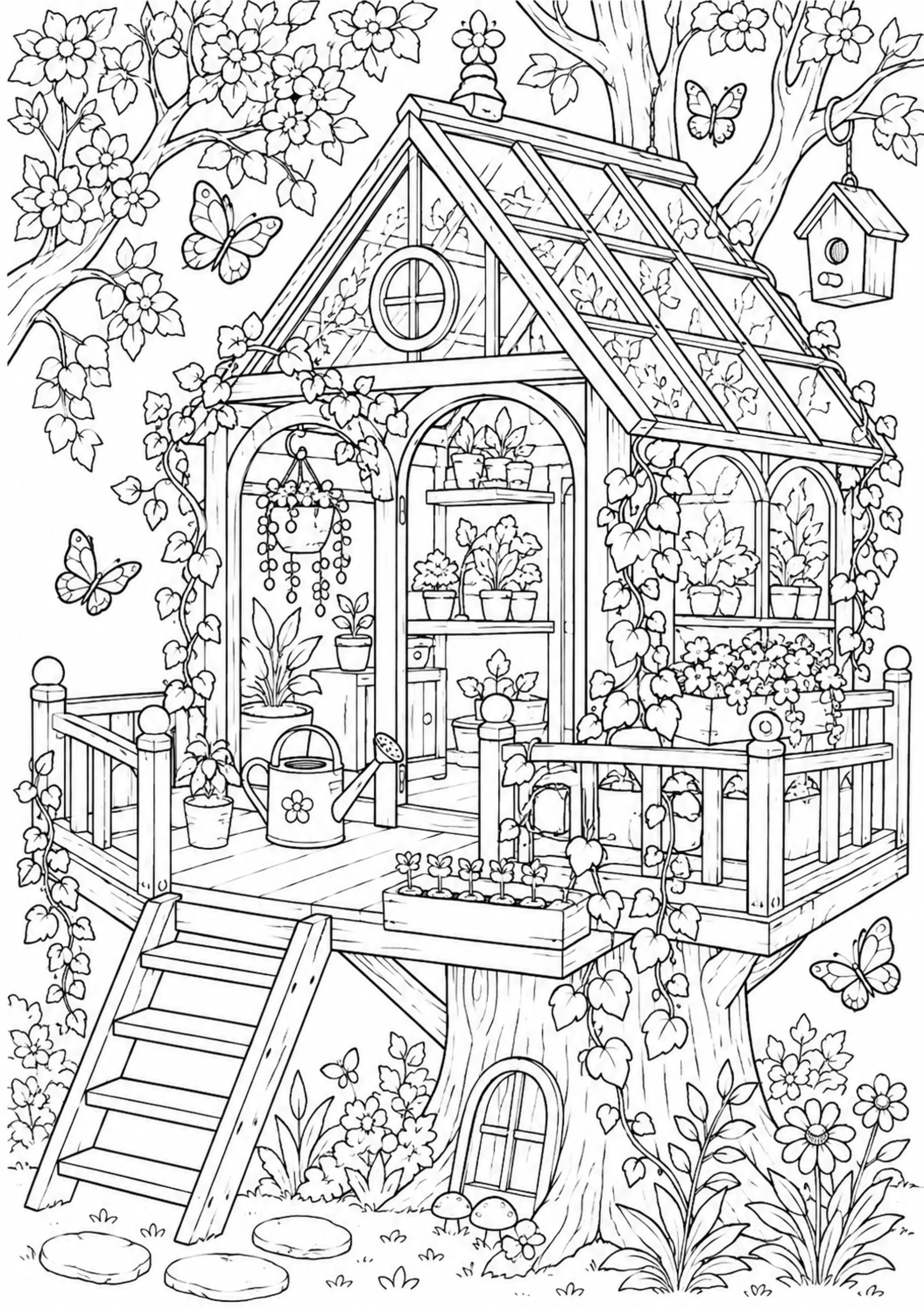 Coloriage Cabane dans les arbres à imprimer – dessin n°10