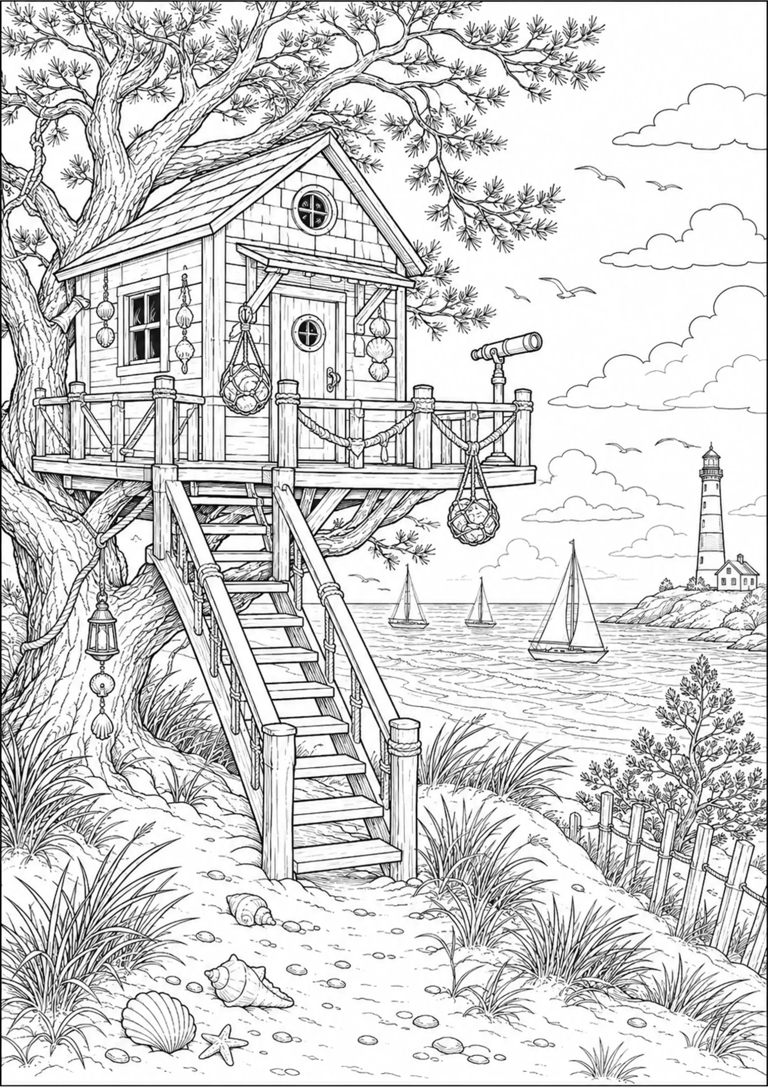 Coloriage Cabane dans les arbres à imprimer – dessin n°11