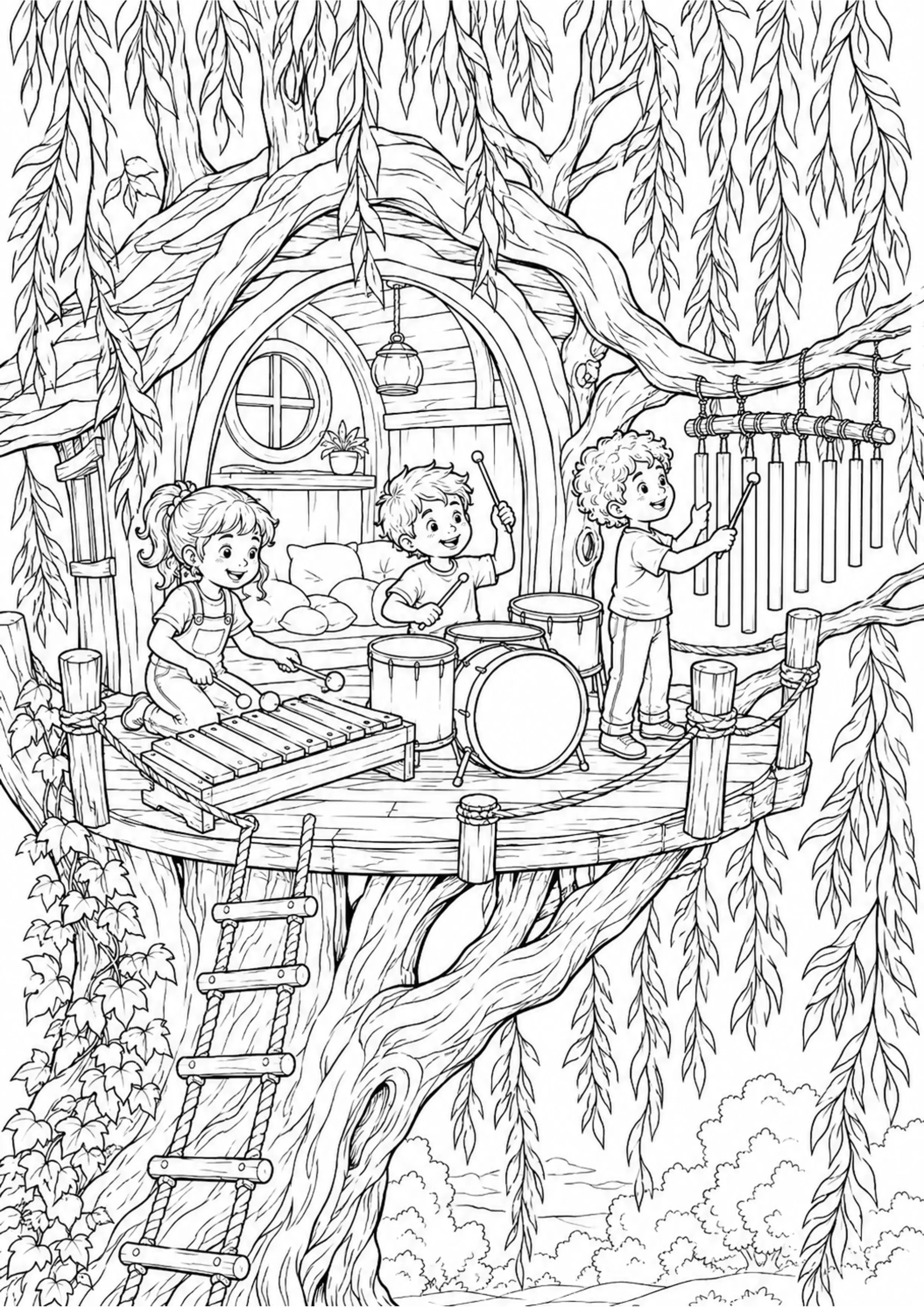 Coloriage Cabane dans les arbres à imprimer – dessin n°12