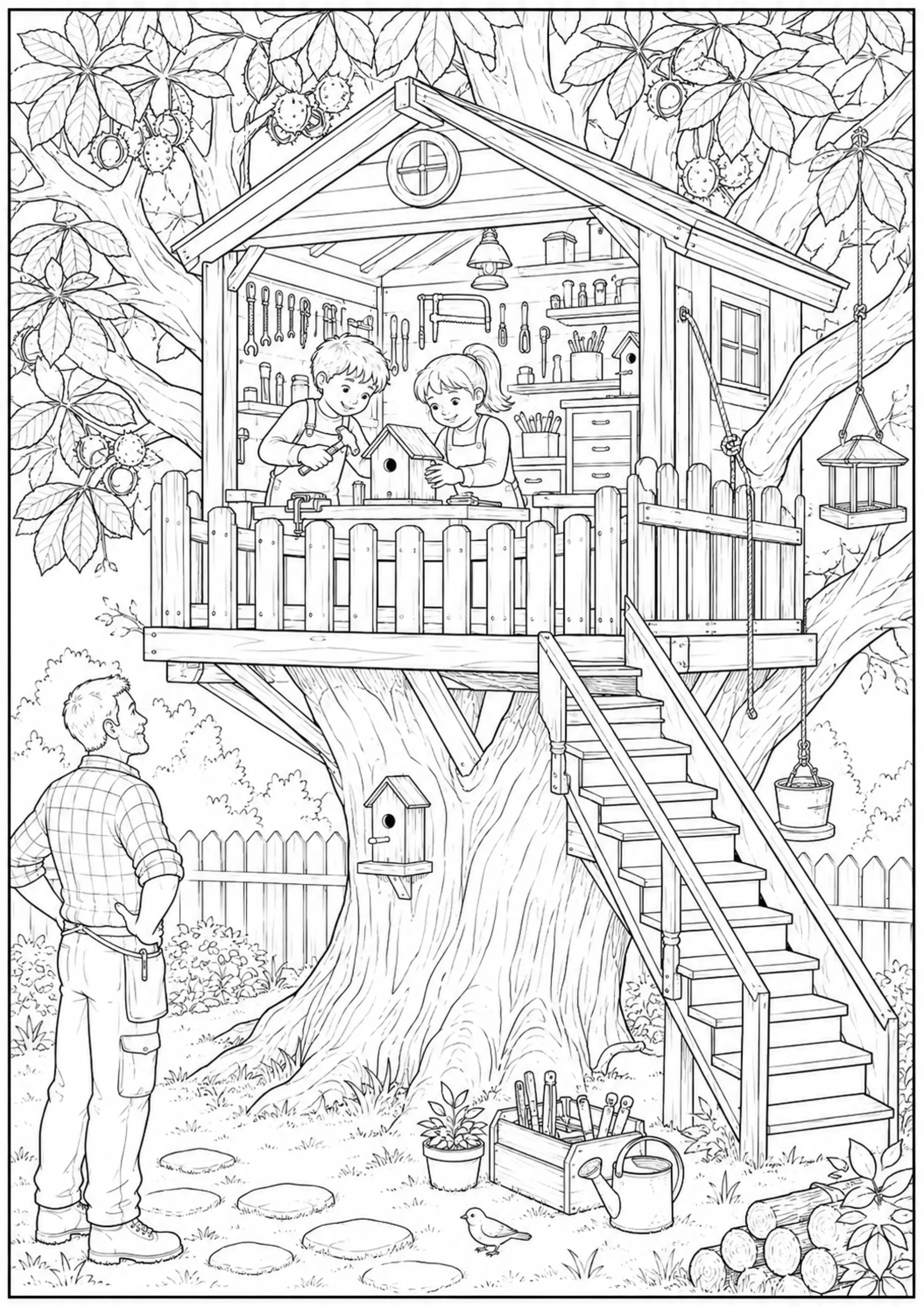 Coloriage Cabane dans les arbres à imprimer – dessin n°13