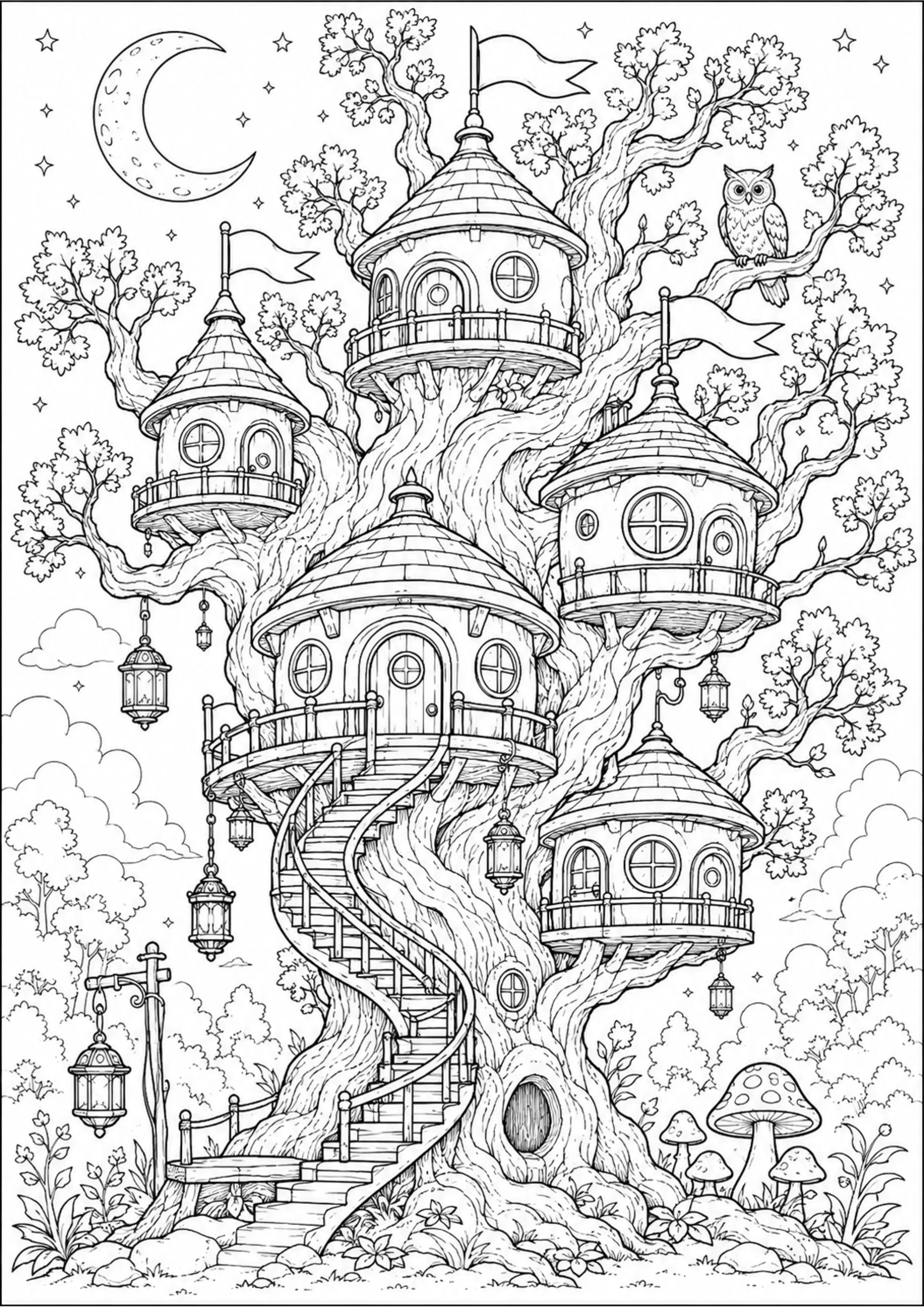 Coloriage Cabane dans les arbres à imprimer – dessin n°14