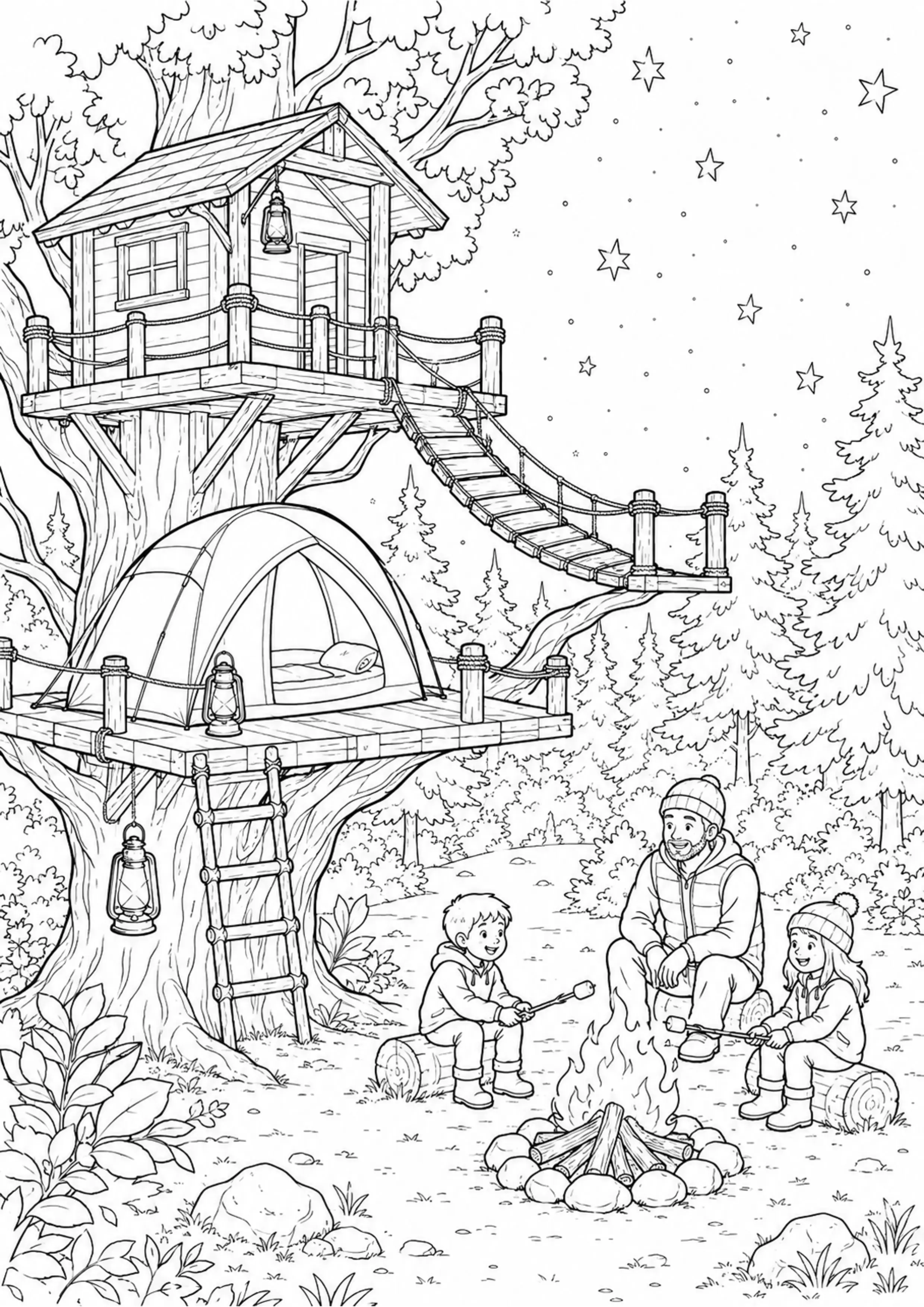 Coloriage Cabane dans les arbres à imprimer – dessin n°16