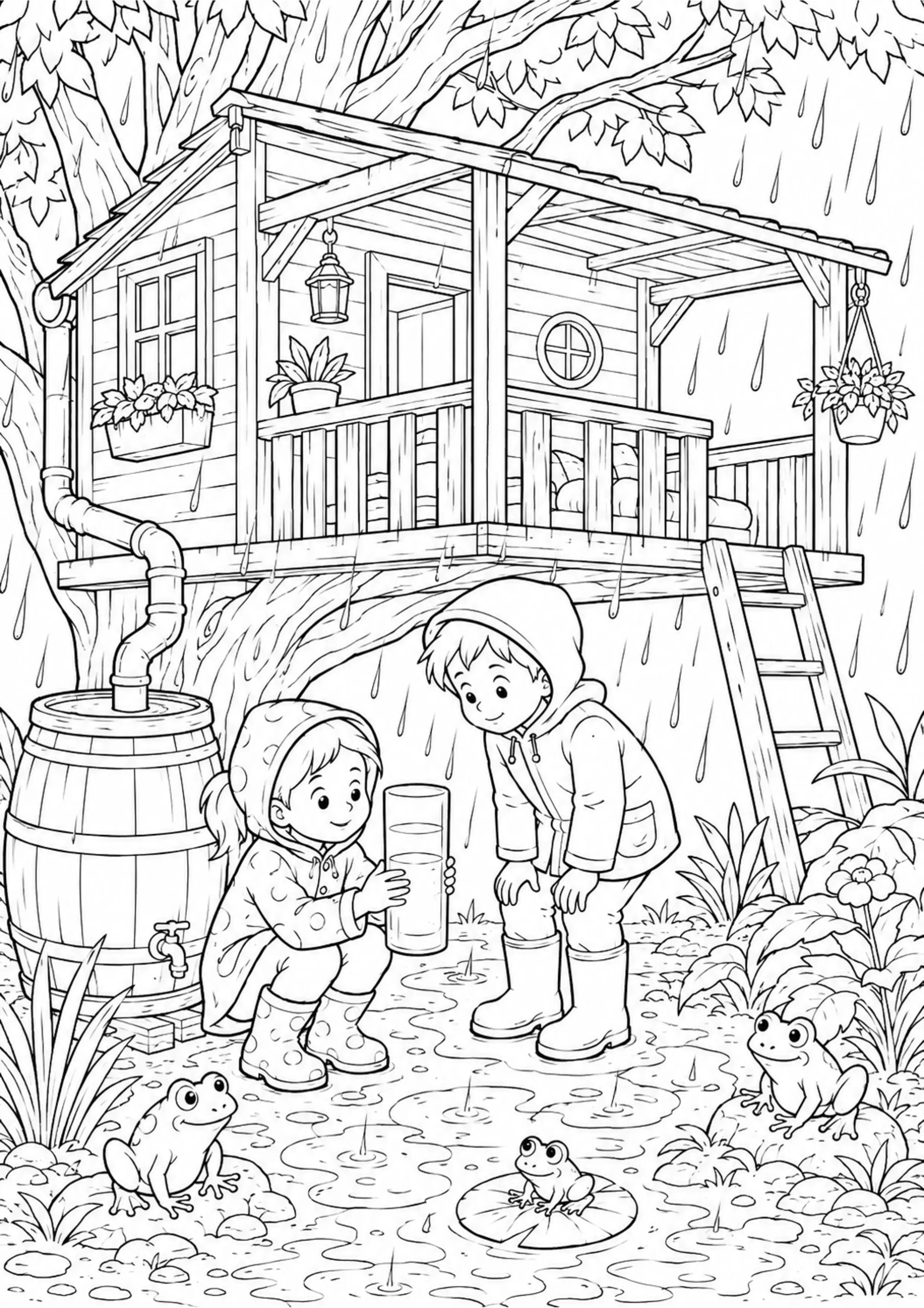Coloriage Cabane dans les arbres à imprimer – dessin n°17