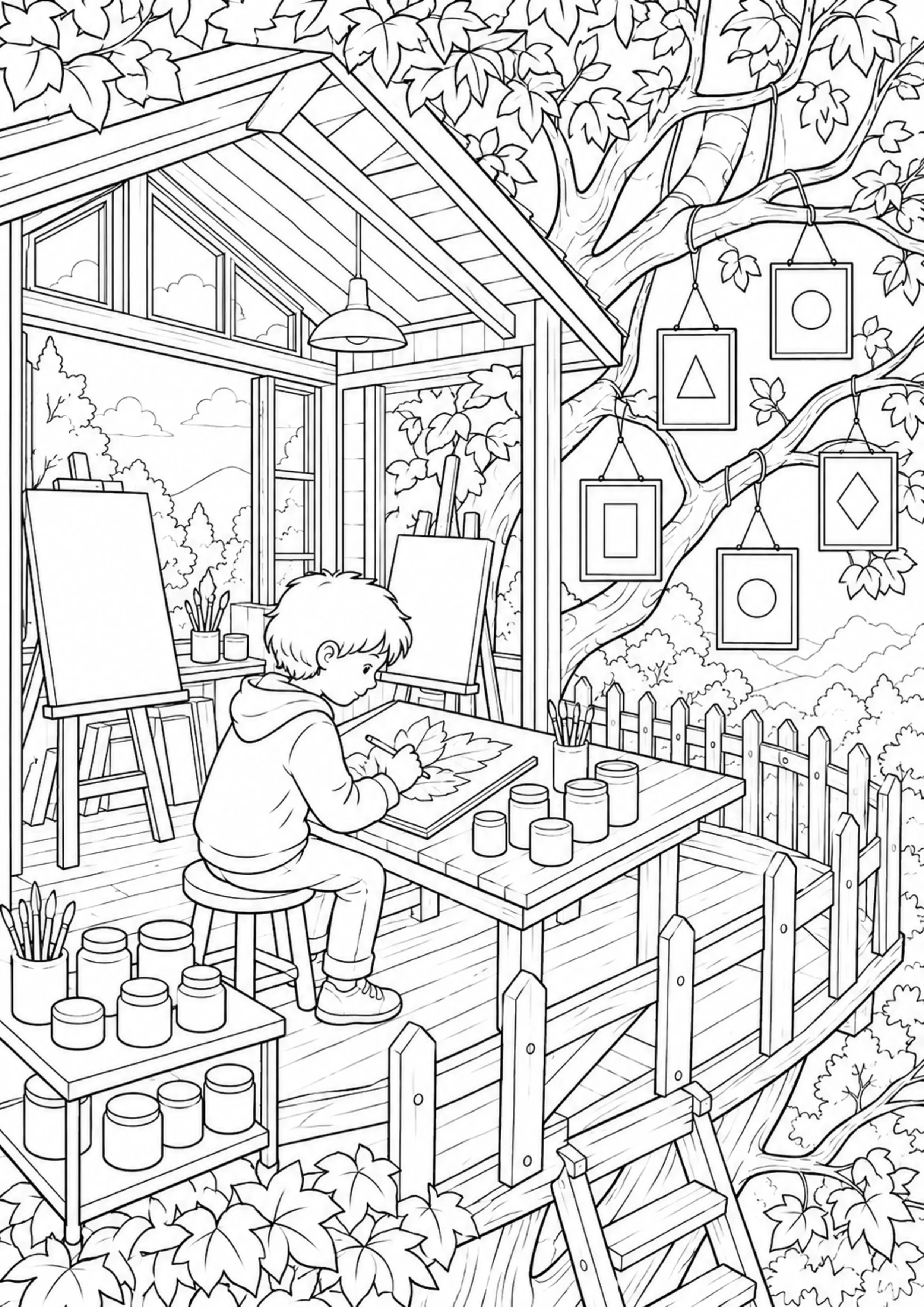 Coloriage Cabane dans les arbres à imprimer – dessin n°18