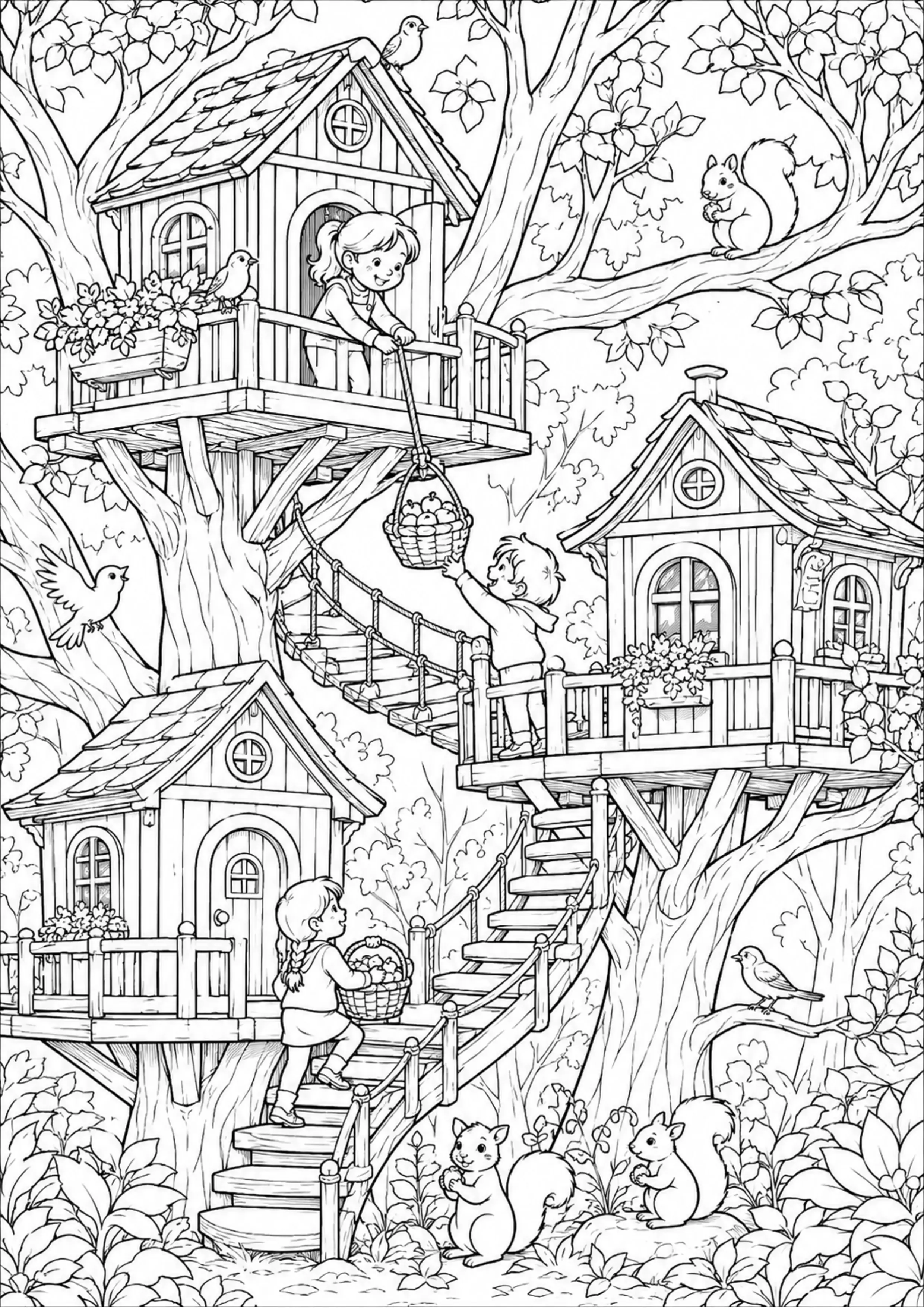 Coloriage Cabane dans les arbres à imprimer – dessin n°19