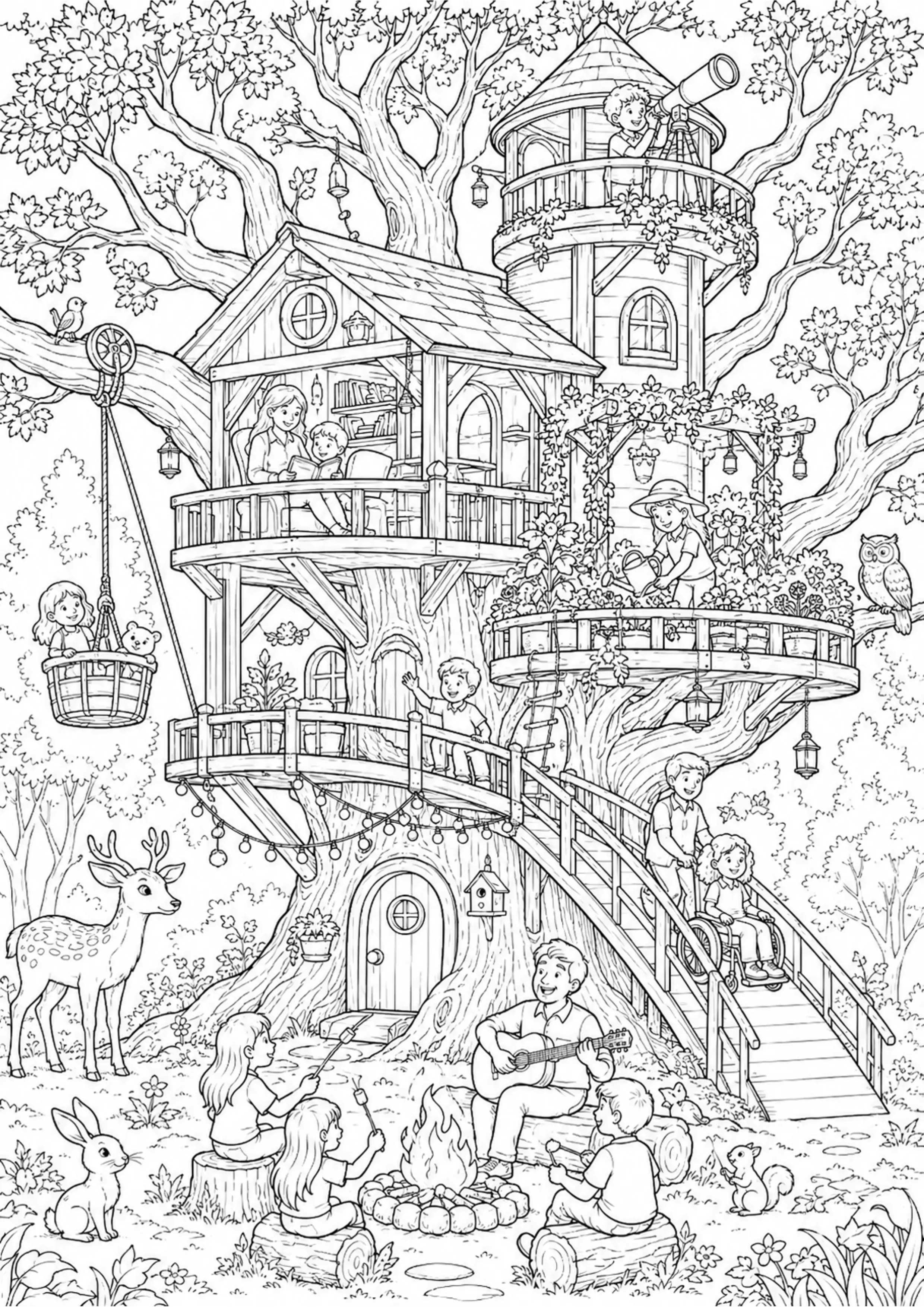 Coloriage Cabane dans les arbres à imprimer – dessin n°20