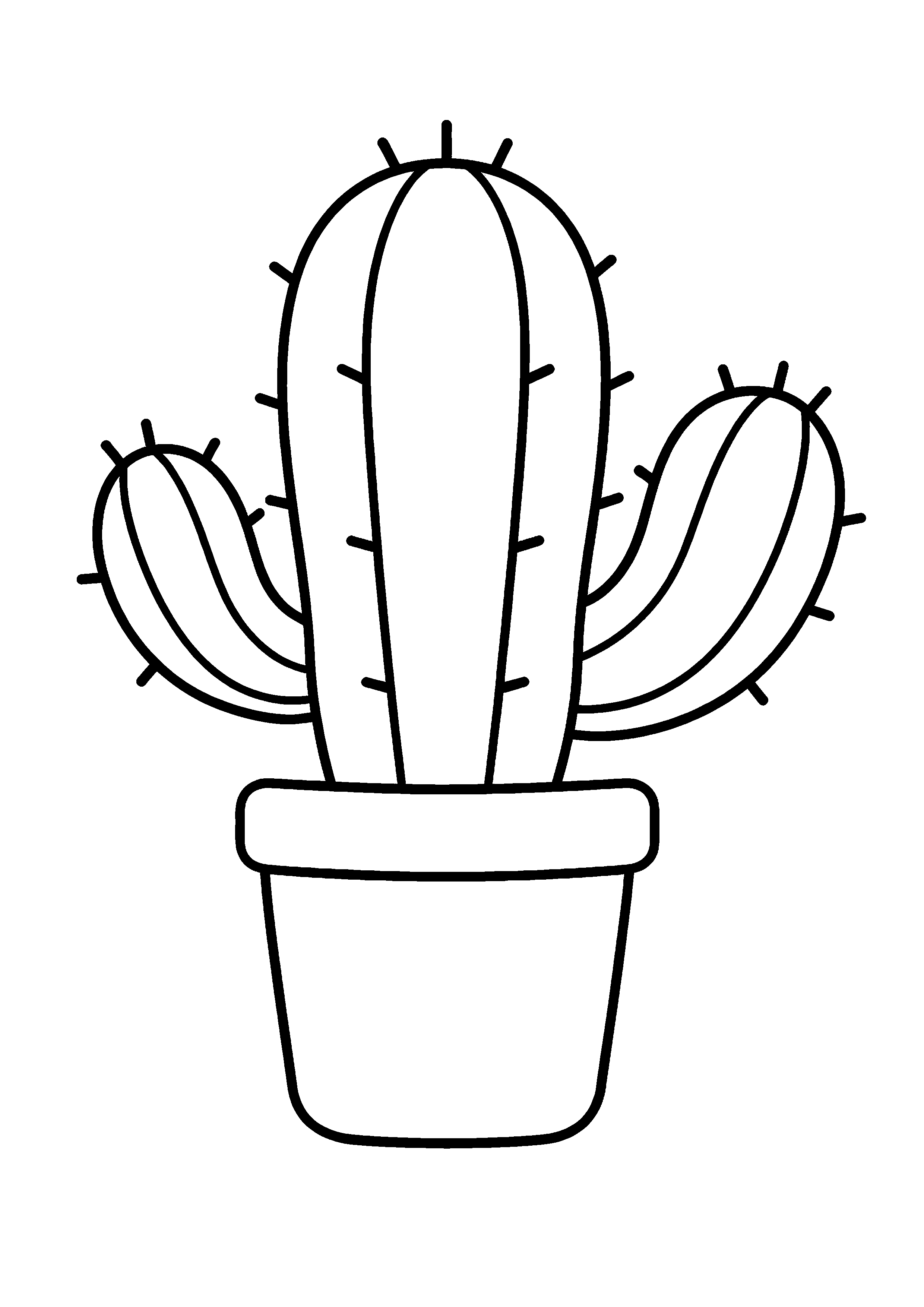 Coloriage cactus simple en pot à imprimer gratuitement