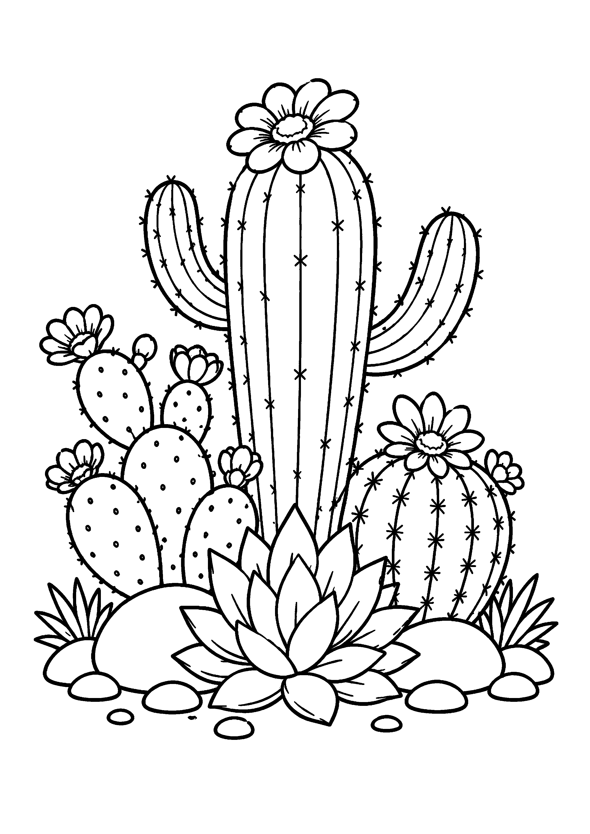 Coloriage massif de cactus et succulentes à imprimer gratuitement