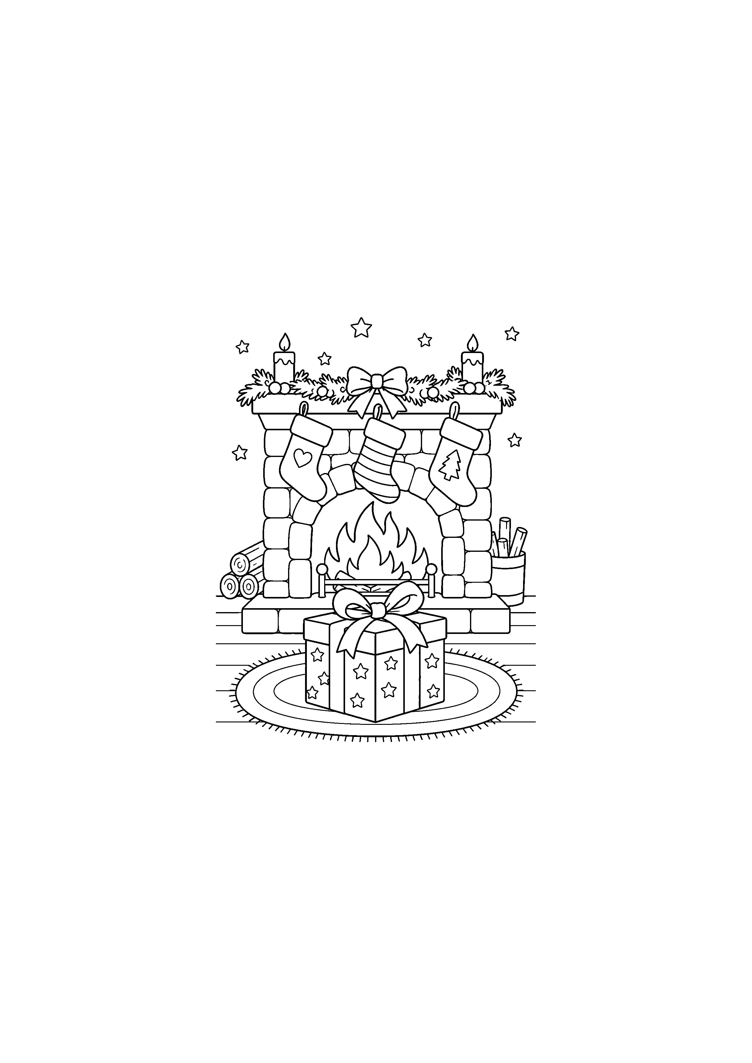 Coloriage pile de cadeaux, composition 3 de Noël à imprimer gratuitement