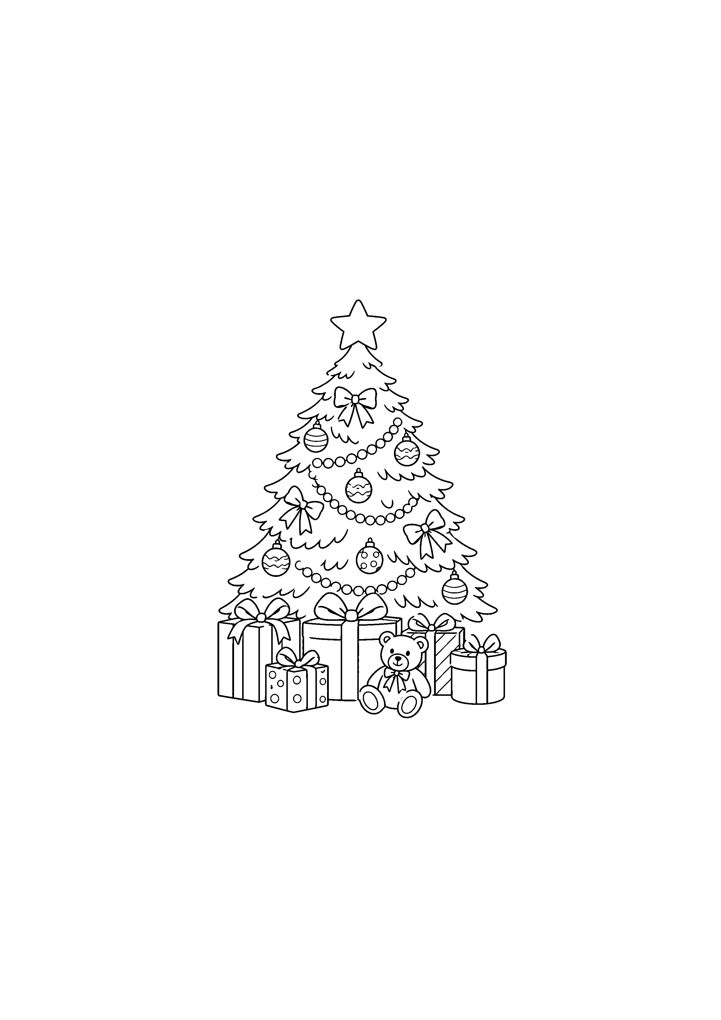 Coloriage cadeau devant la cheminée, composition 8 de Noël à imprimer gratuitement