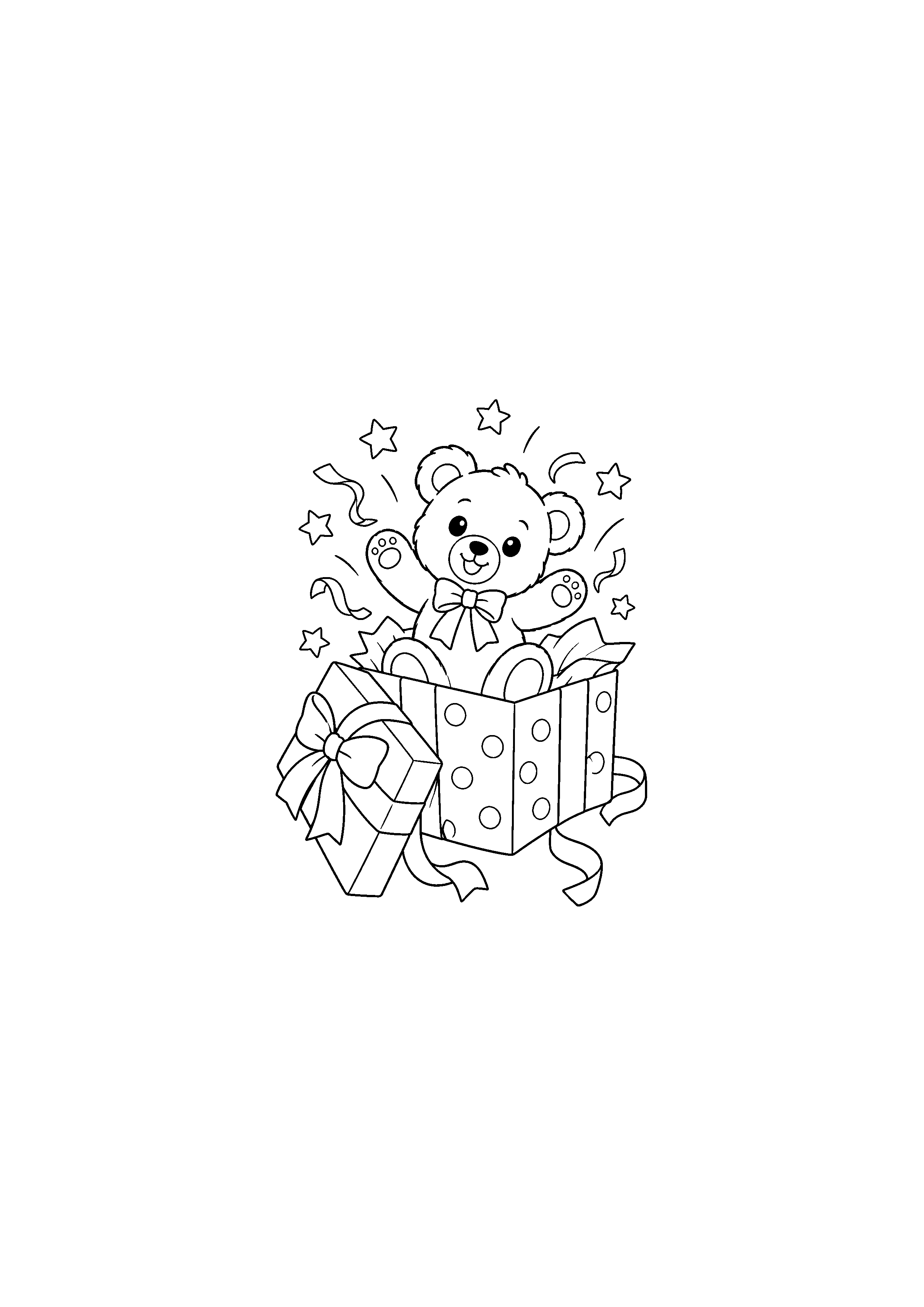 Coloriage cadeaux sous le sapin, composition 15 de Noël à imprimer gratuitement