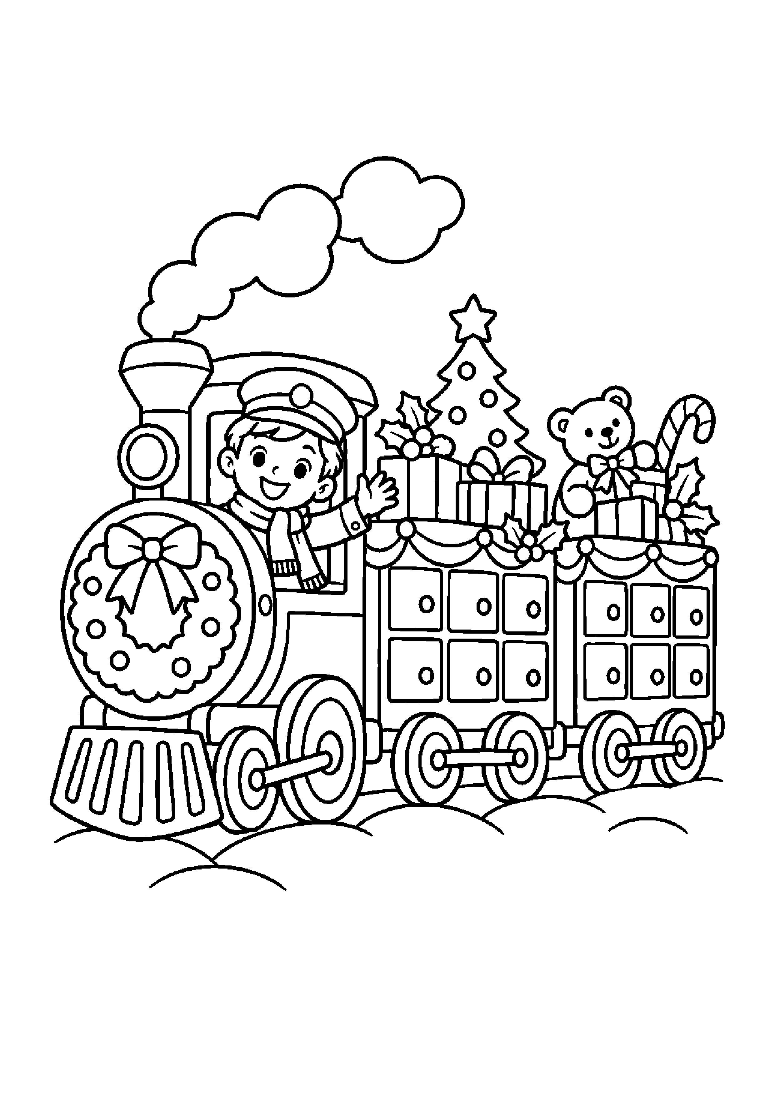 Coloriage calendrier familial, composition 35 de Noël à imprimer gratuitement