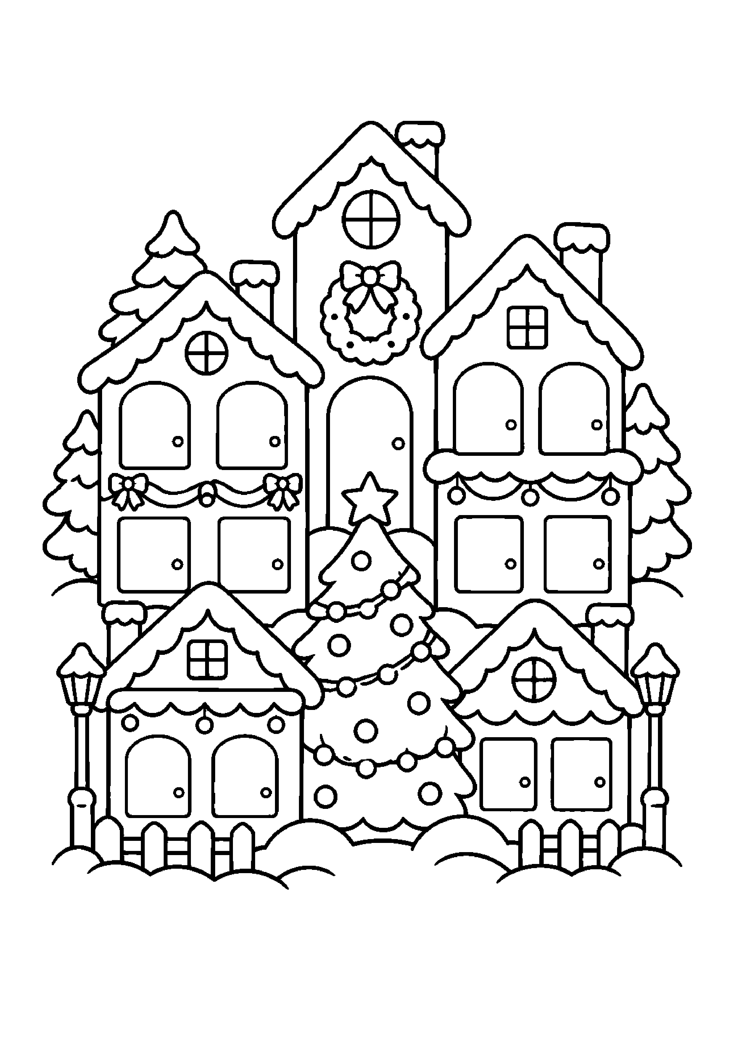 Coloriage calendrier entouré de cadeaux, composition 36 de Noël à imprimer gratuitement