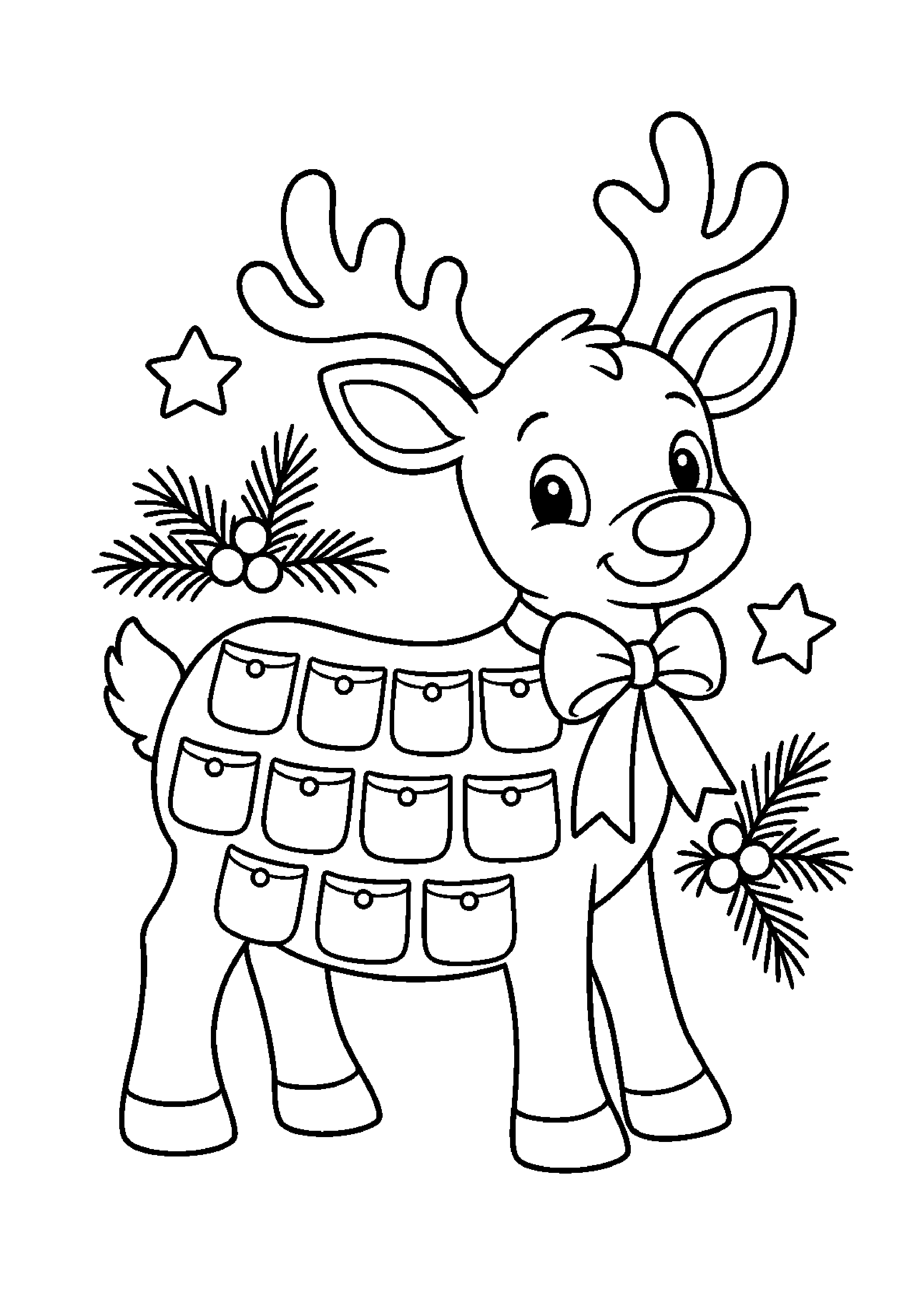 Coloriage calendrier à grandes cases sans chiffres, composition 37 de Noël à imprimer gratuitement