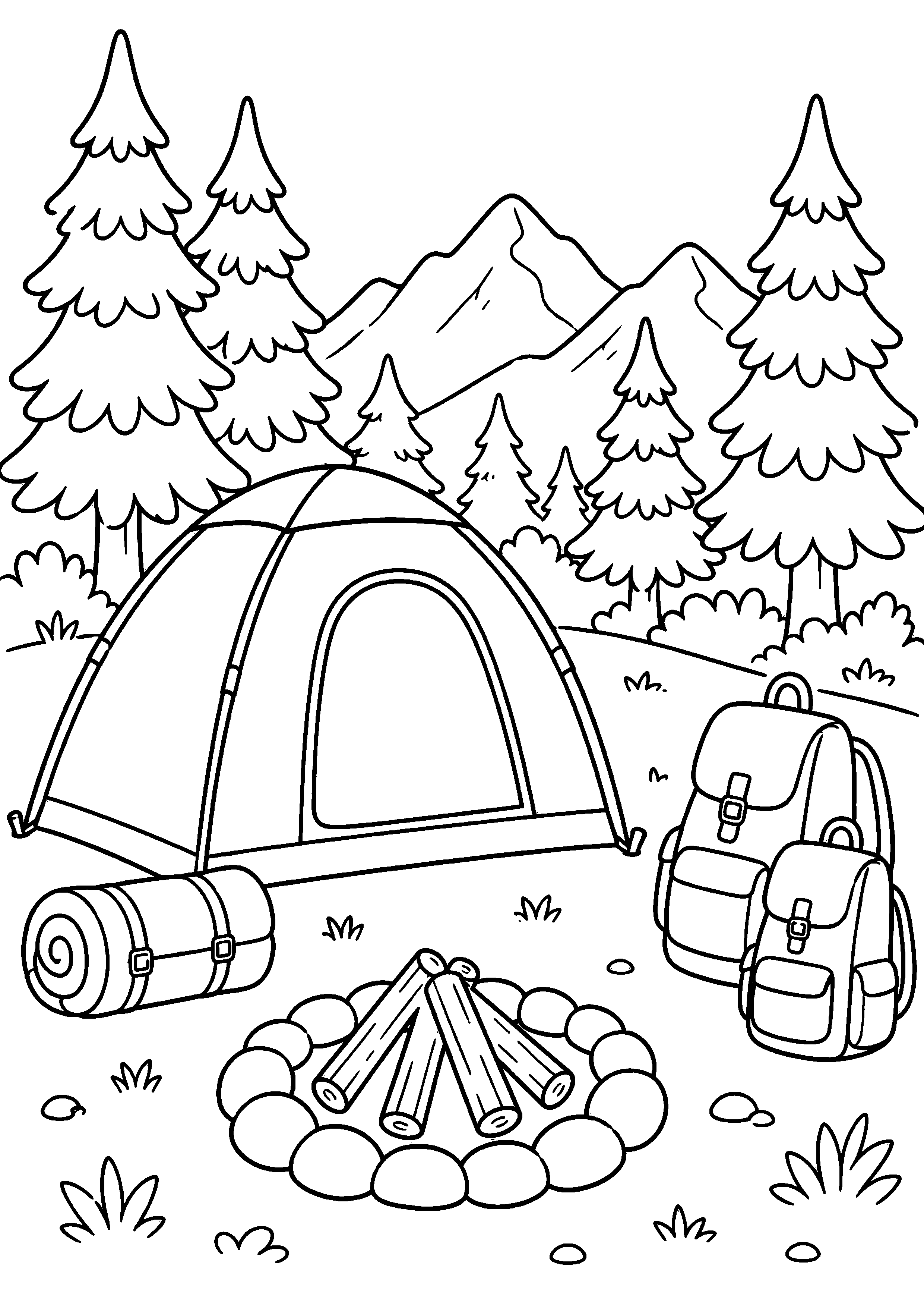 Coloriage camping à imprimer – dessin n°1