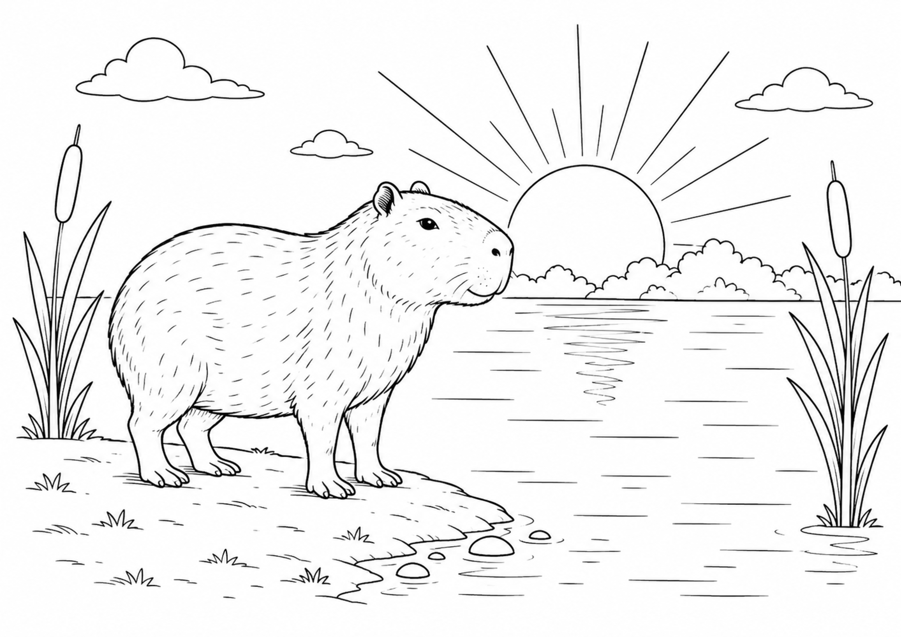 Coloriage Capybara à imprimer – dessin n°2