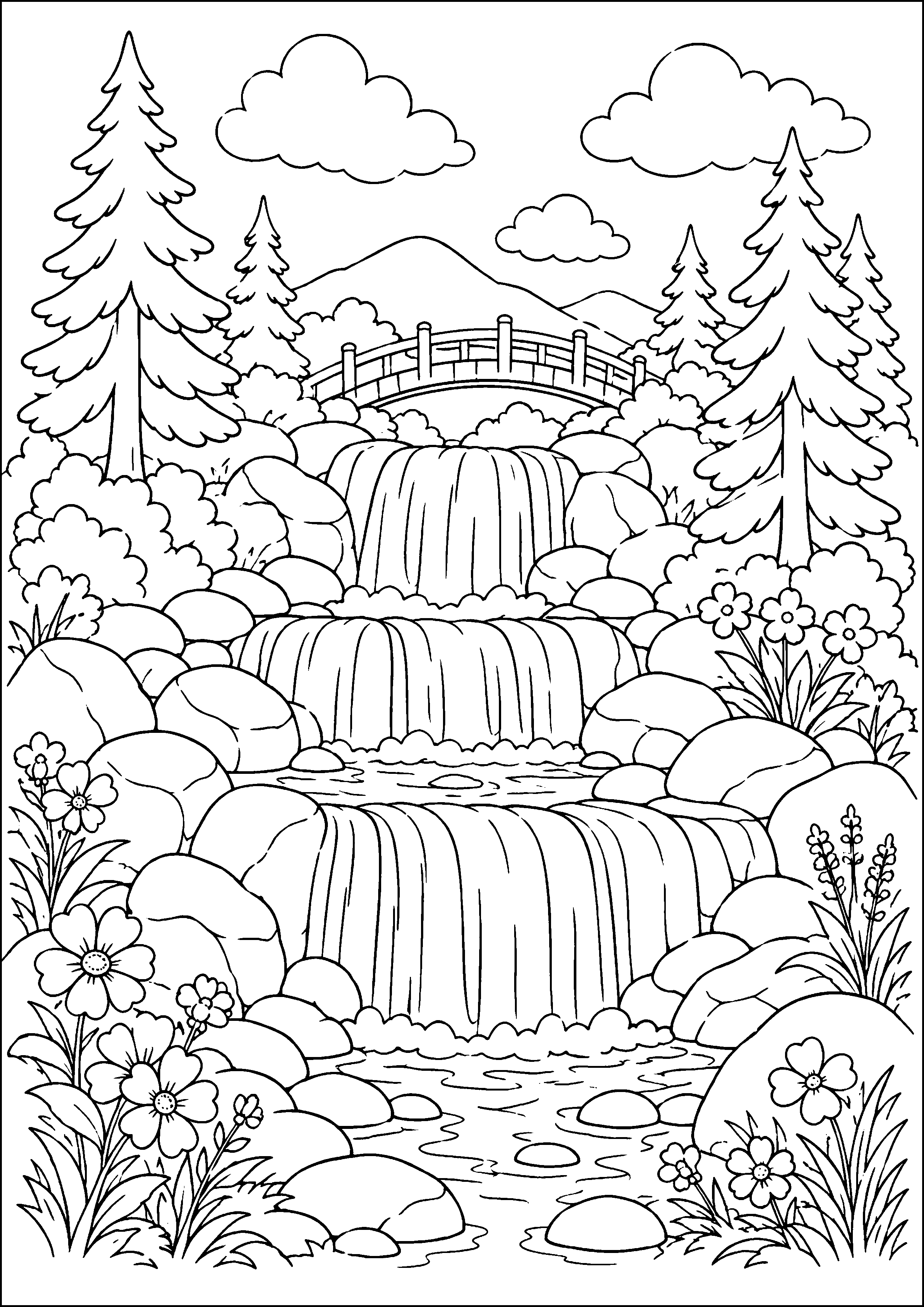 Coloriage cascade à imprimer – dessin n°2