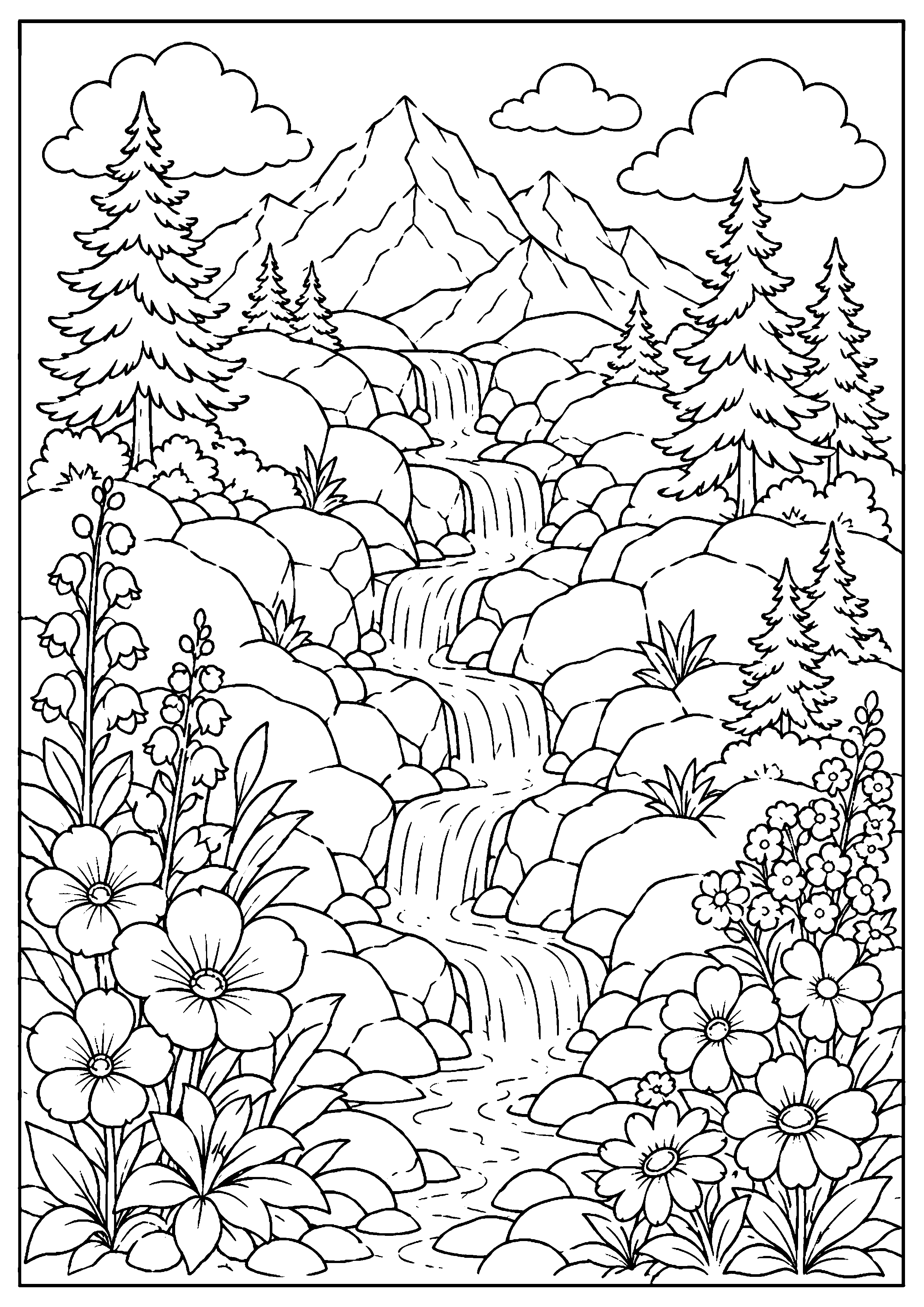 Coloriage cascade à imprimer – dessin n°6