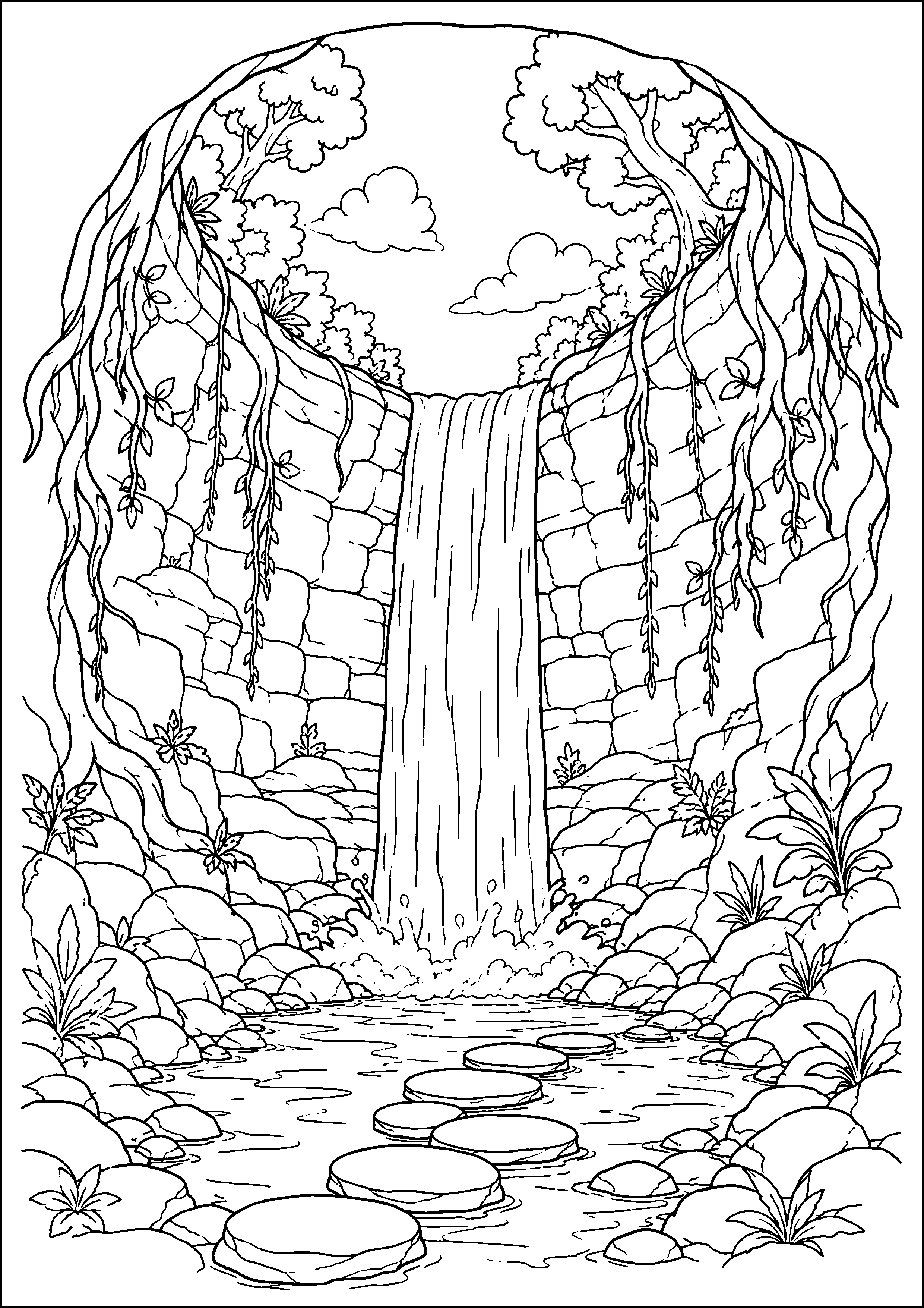 Coloriage cascade à imprimer – dessin n°10