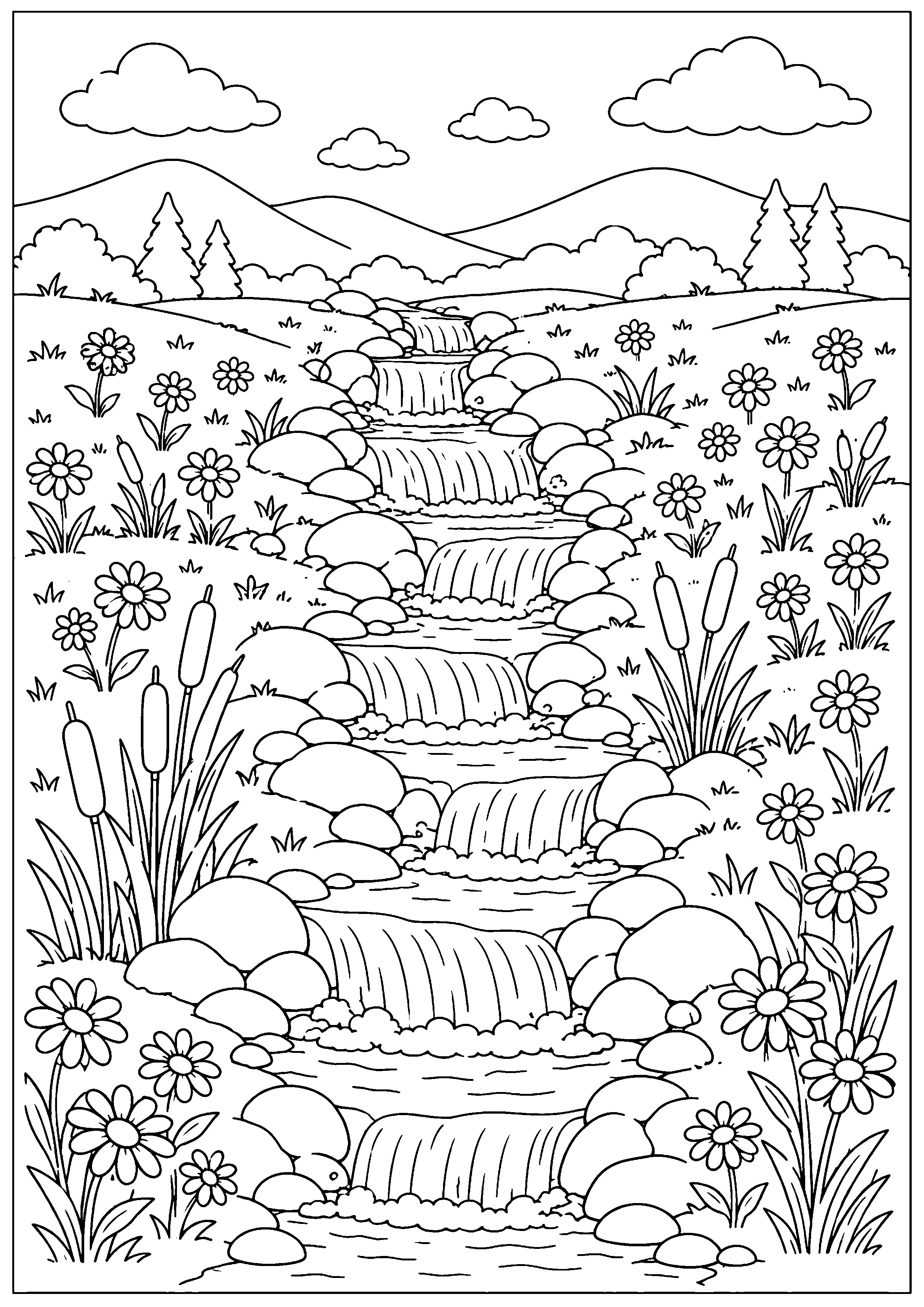 Coloriage cascade à imprimer – dessin n°16