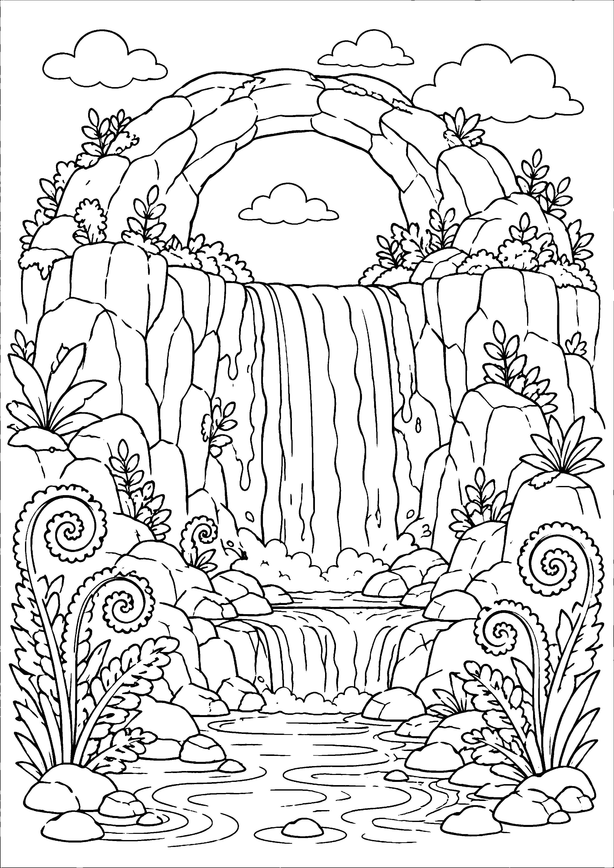 Coloriage cascade à imprimer – dessin n°19