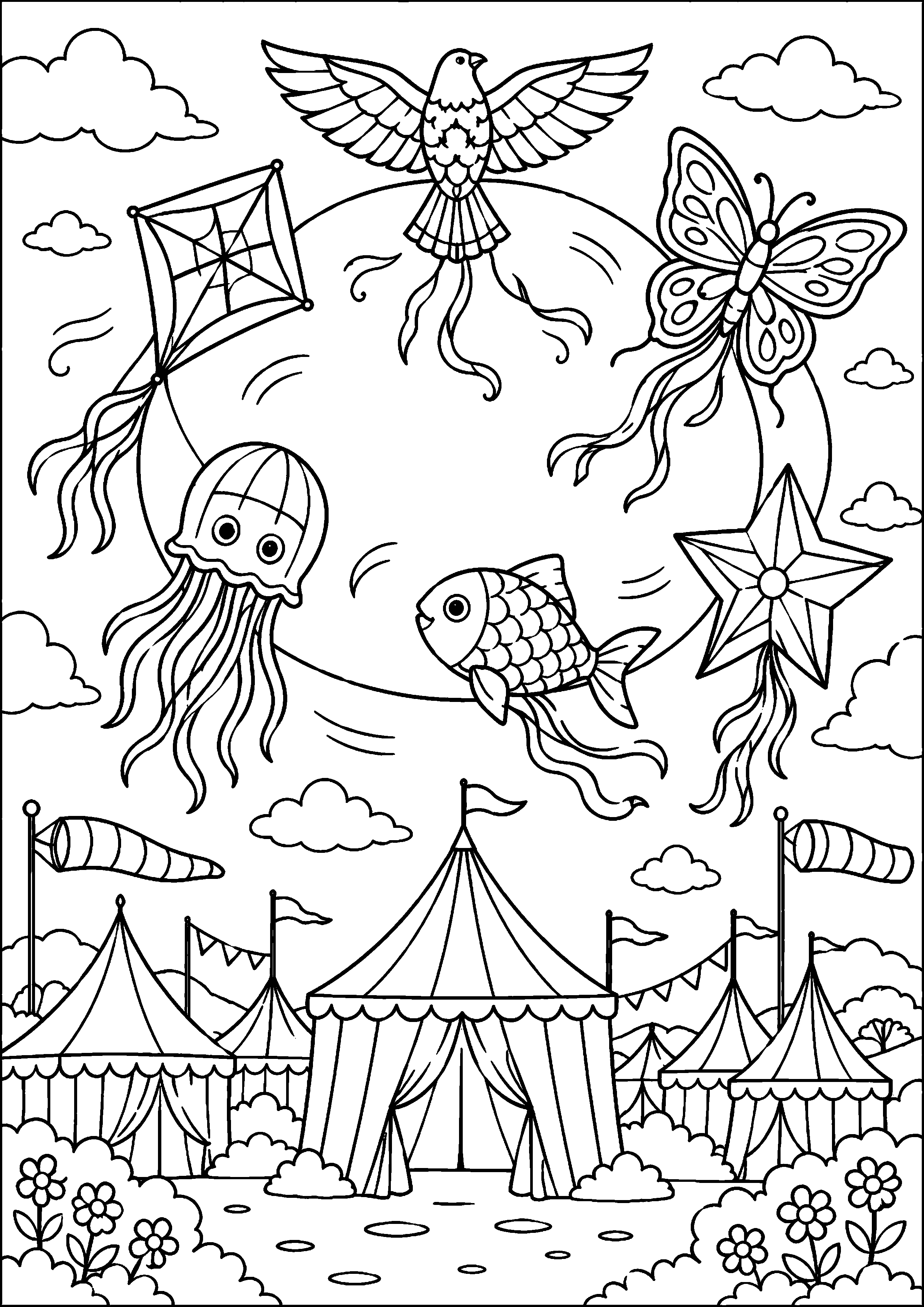 Coloriage cerf-volant à imprimer – dessin n°20