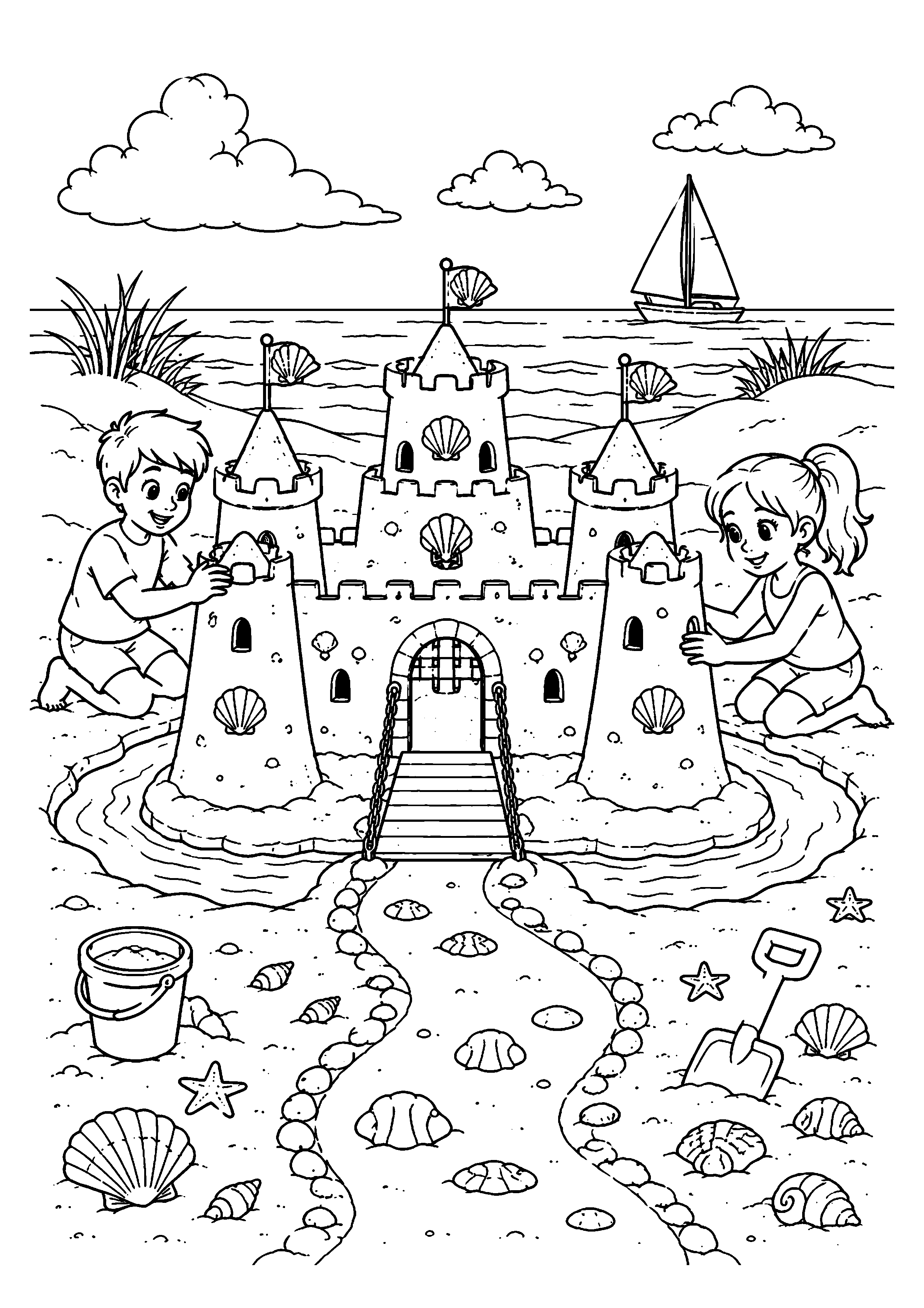 Coloriage château de sable à imprimer – dessin n°6
