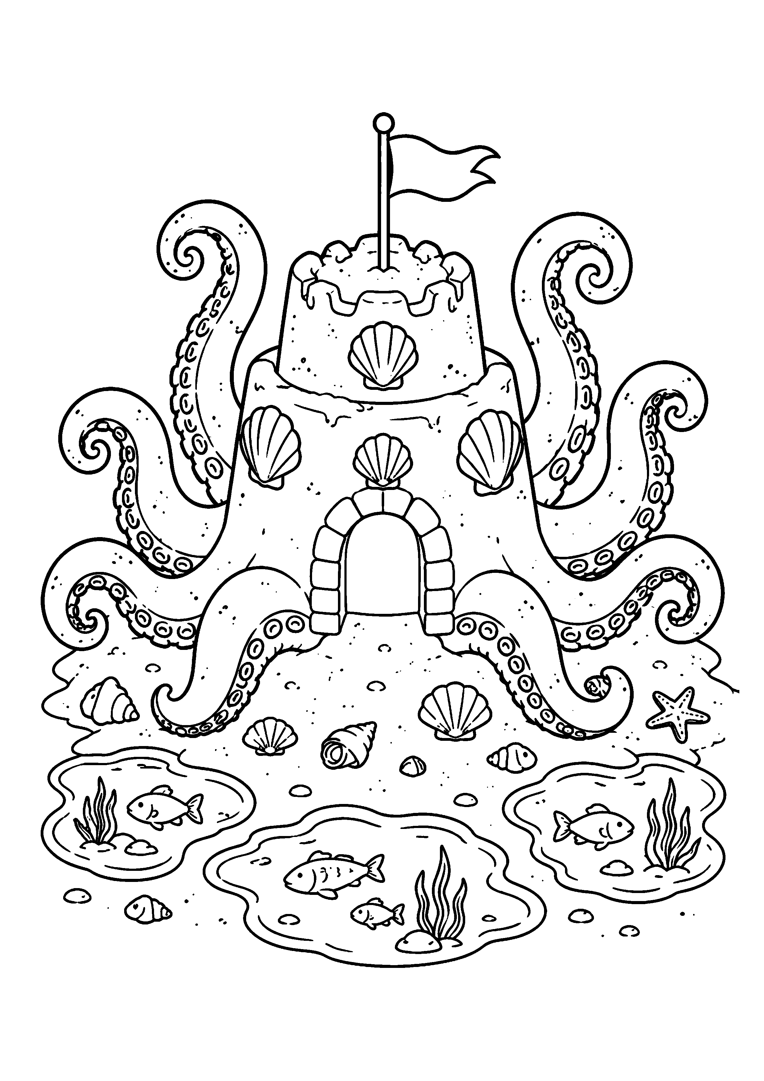 Coloriage château de sable à imprimer – dessin n°7