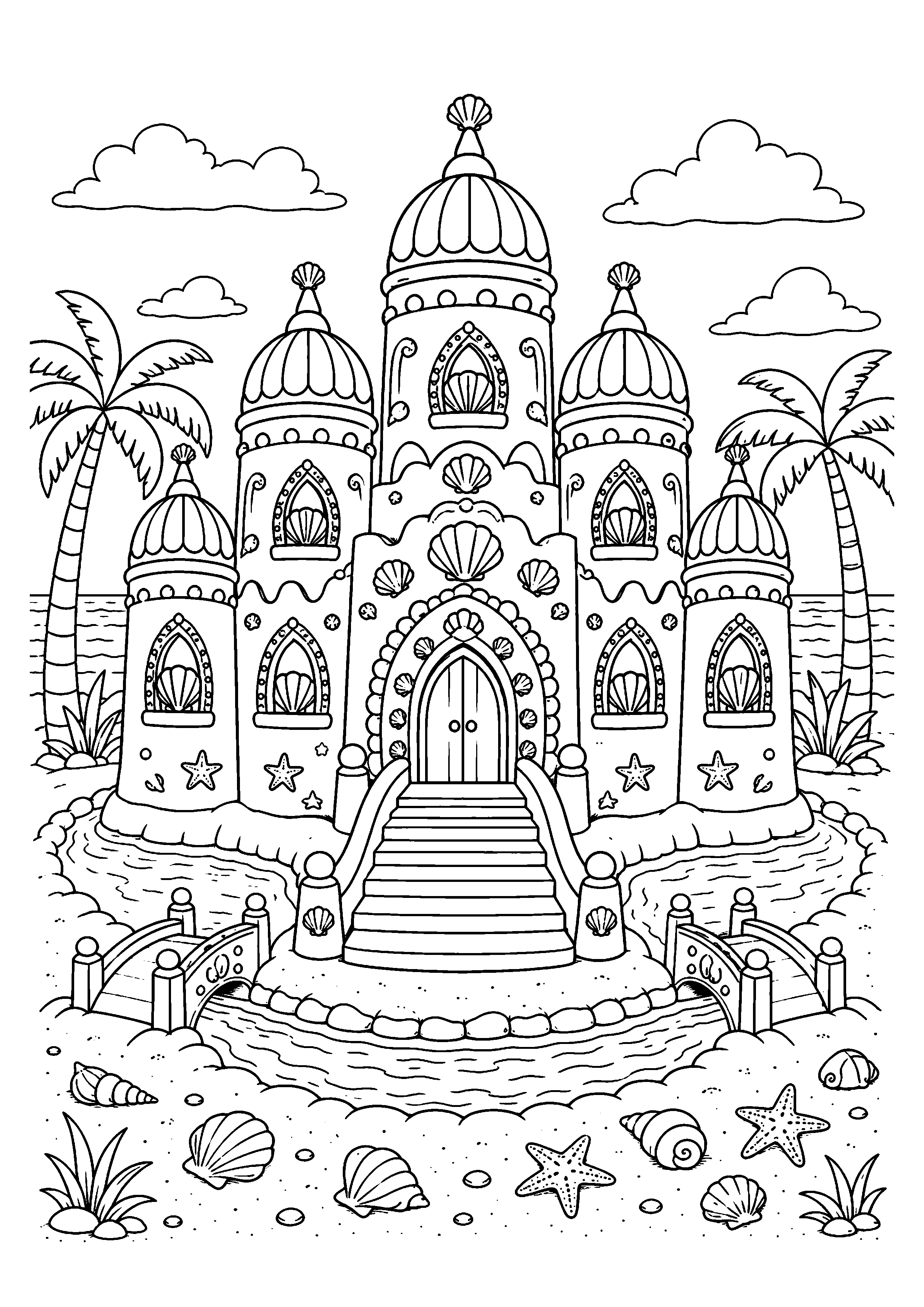 Coloriage château de sable à imprimer – dessin n°9